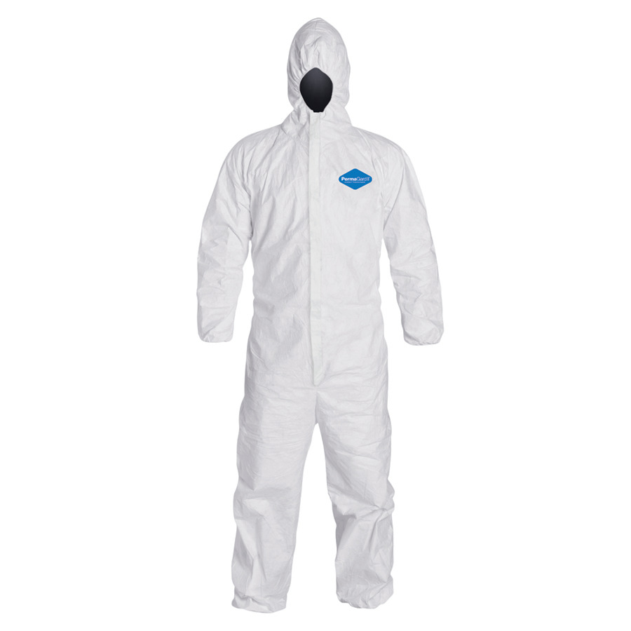 Permaguard II Disposable Coverall, Microporous, Elastic Wrist, Ankles, and Hood, White, Medium — Single Unit