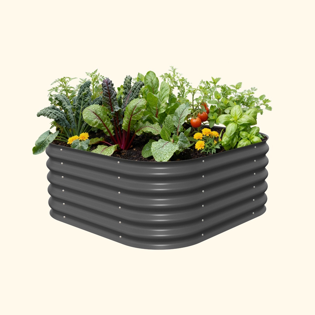 Vego Garden 17" 4 in 1 Modular Metal Raised Bed Modern Grey