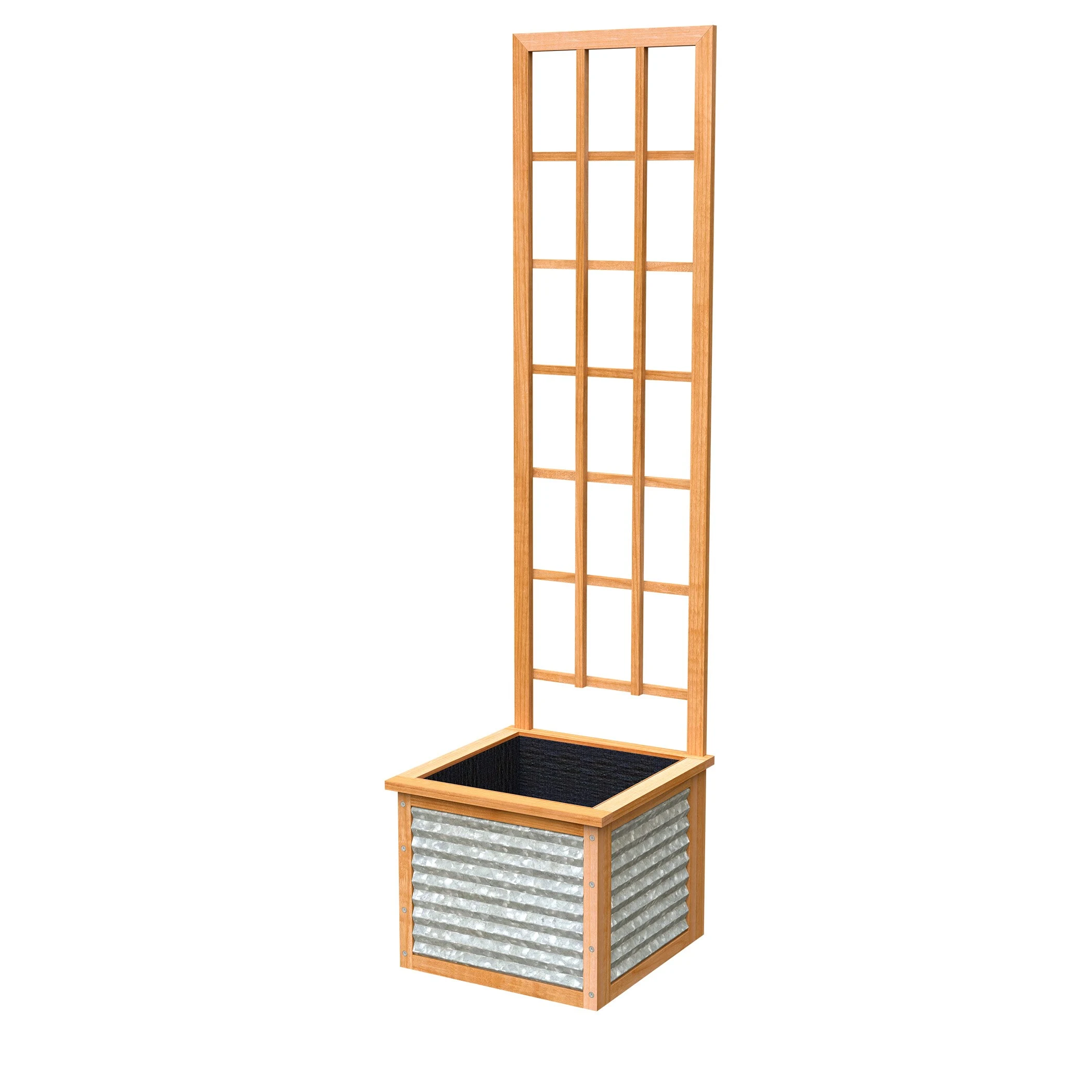 PANACEA PRODUCTS Panacea 76"x16" Galvanized & Cedar Square Planter Box with Trellis — Single Unit