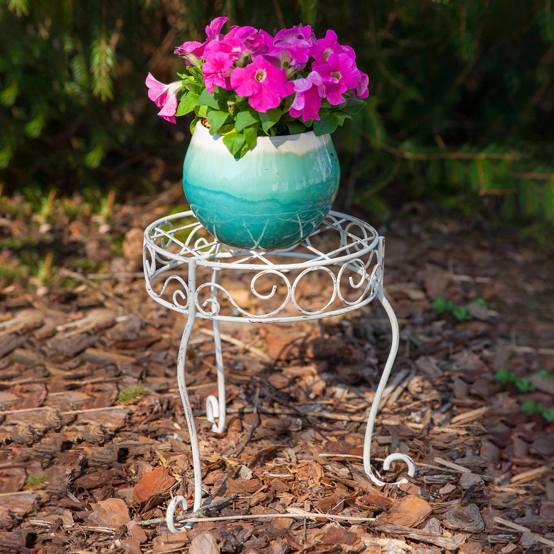 PANACEA PRODUCTS Panacea 11.5" H Plant Stand Distressed White — Single Unit