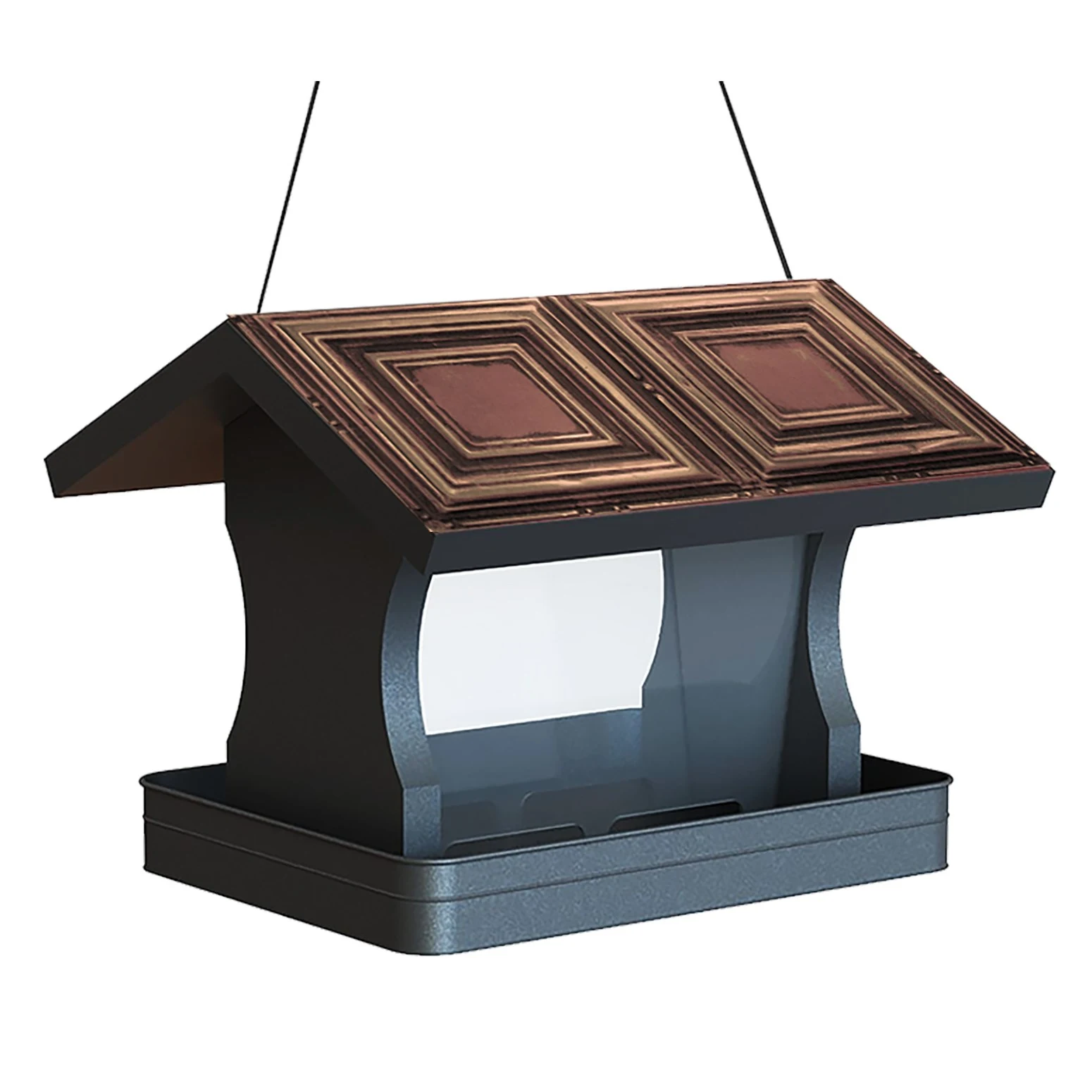 PANACEA PRODUCTS Woodlink Vintage Tin Panel Roof Hopper Feeder — Single Unit
