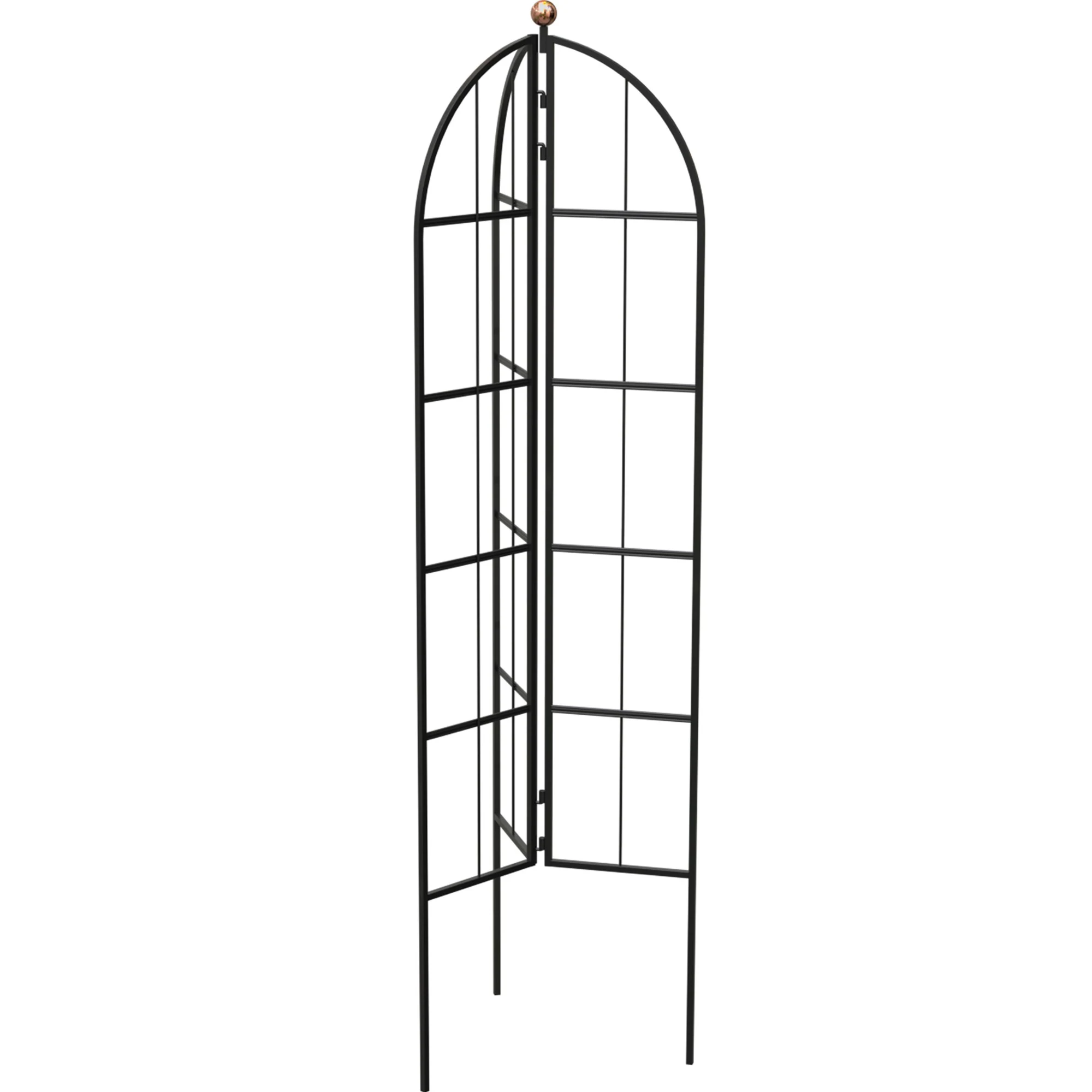 PANACEA PRODUCTS Panacea 64" Modern Farmhouse Folding 3- Panel Garden Obelisk/Trellis with copper Accent Ball — Single Unit