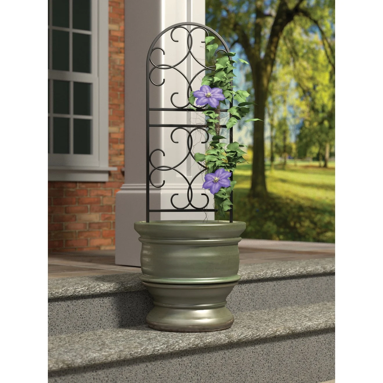 PANACEA PRODUCTS Panacea 36" Scroll Pot Trellis Black — Single Unit