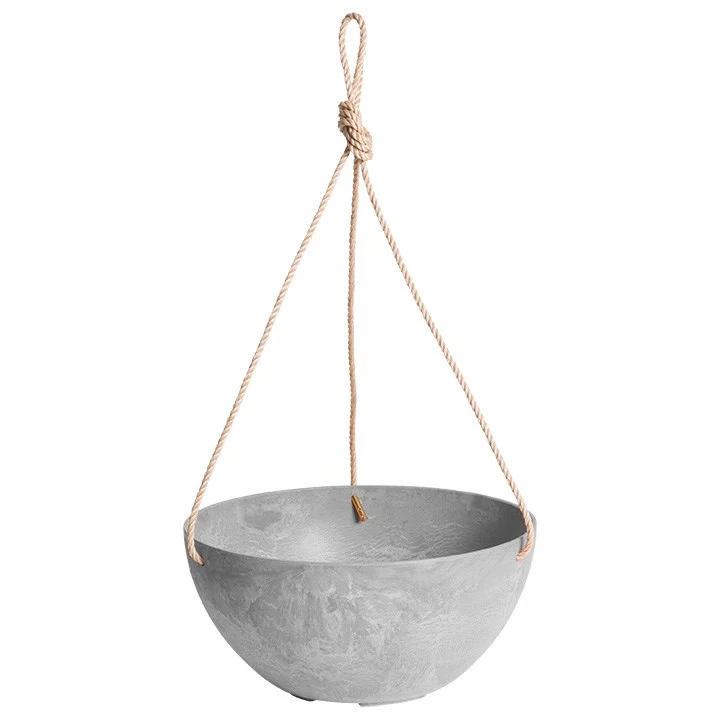 NOVELTY MANUFACTURING COM ArtStone 10" Napa Hanging Bowl with Rope Grey — Single Unit