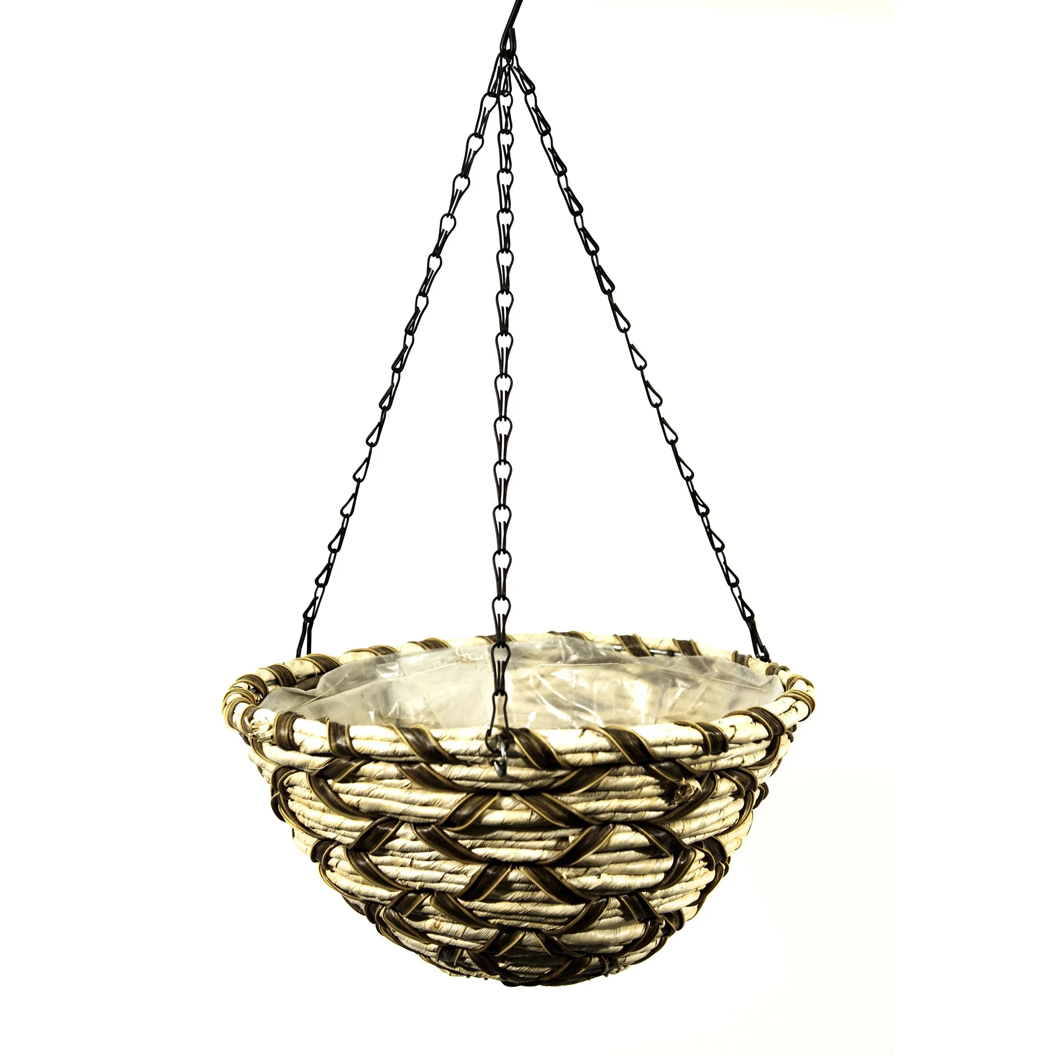 SUPER MOSS SuperMoss 14" Round Woven Hanging Basket Natural Snowbird — Single Unit