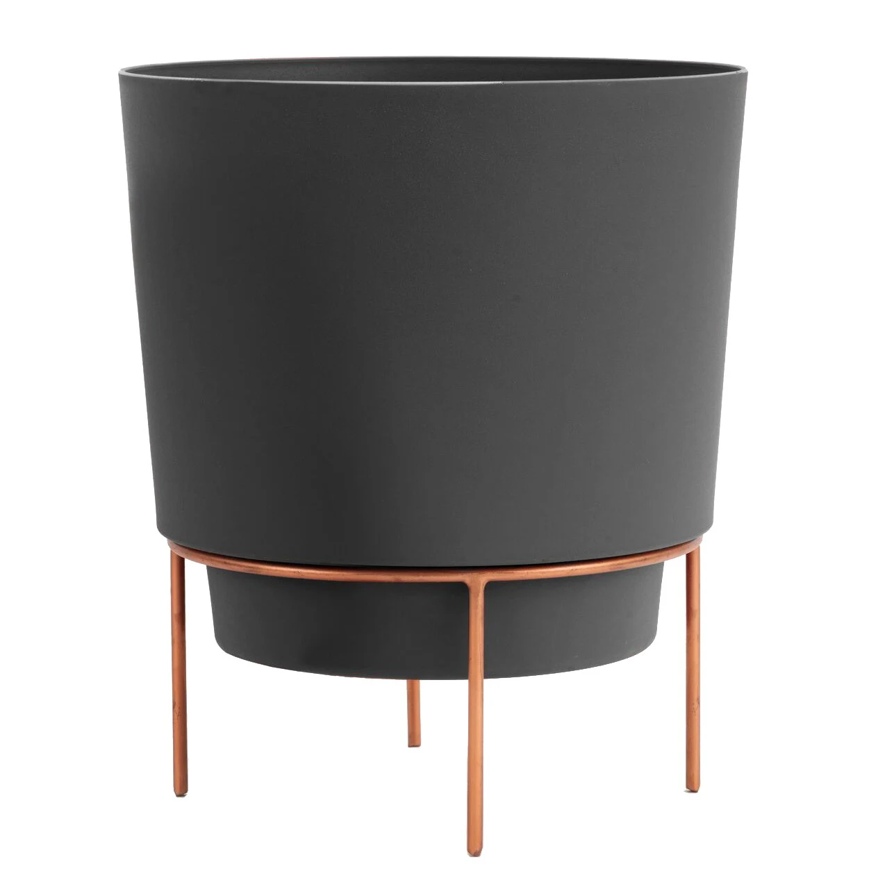 BLOEM, LLC Bloem 10" Hopson Planter Charcoal With Metal Stand — Single Unit