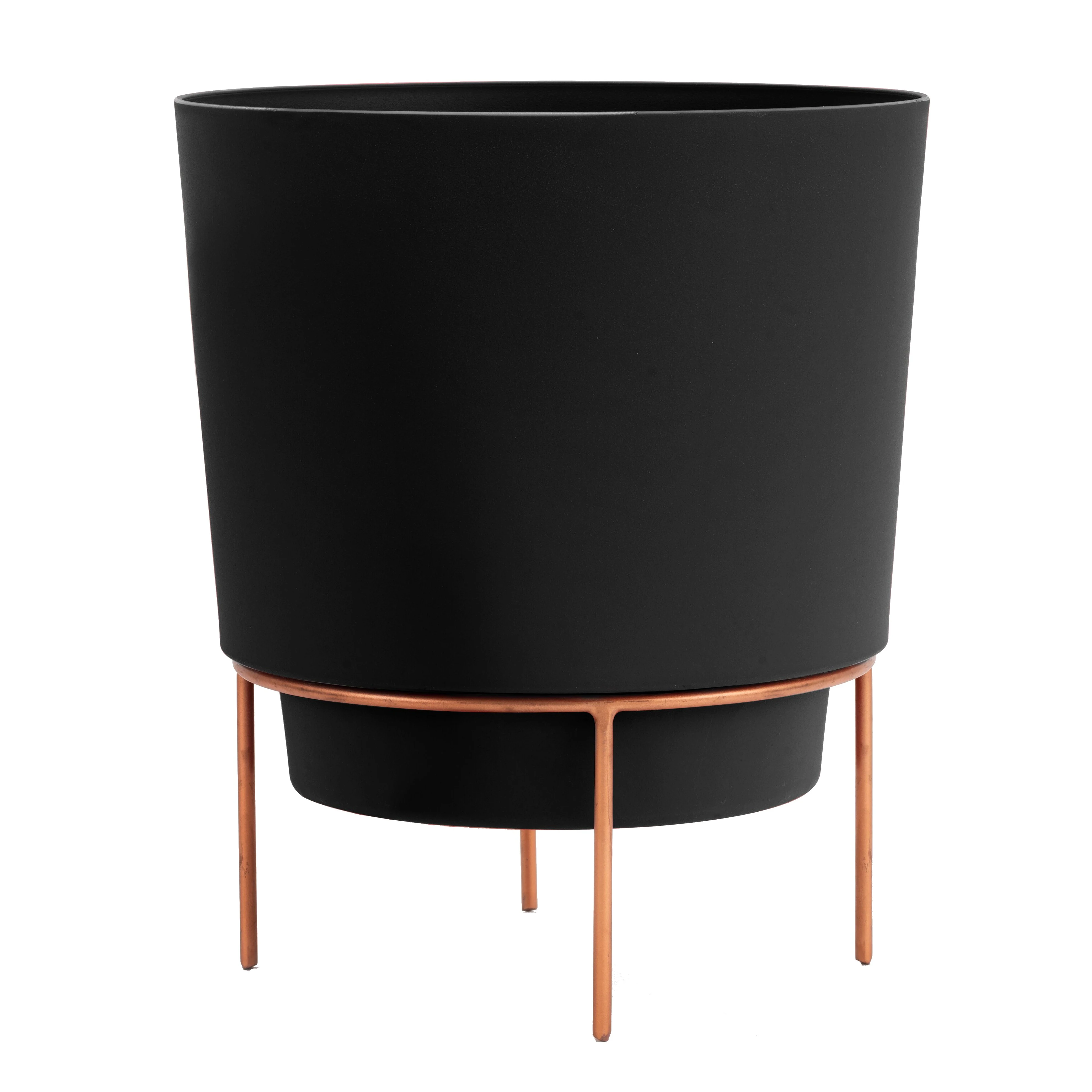 BLOEM, LLC Bloem 10" Hopson Planter Black With Metal Stand — Single Unit