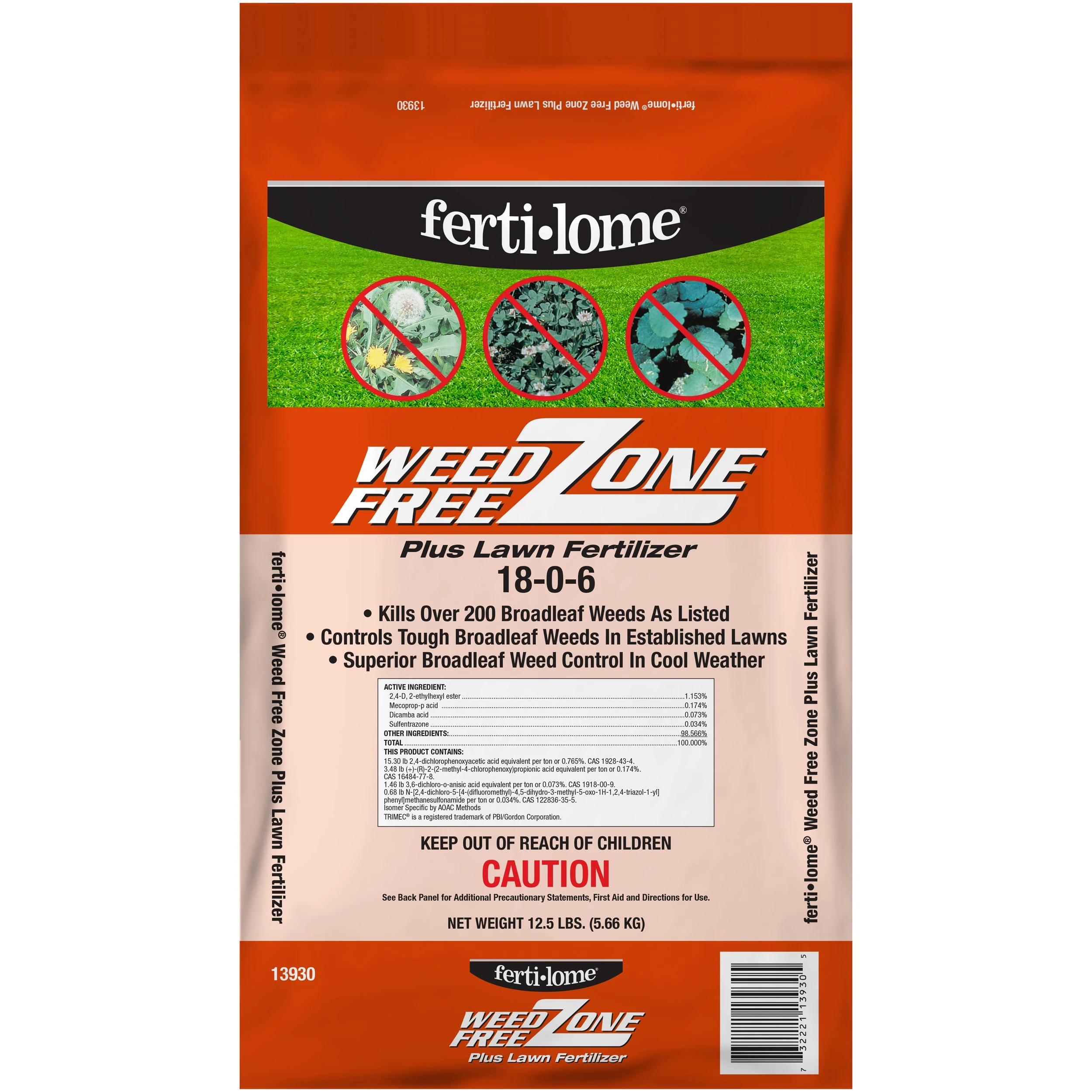 VOLUNTARY PURCHASING GROUP Fertilome 12.5# Weed Free Zone Plus Lawn Fertilizer 18-0-6 — Single Unit