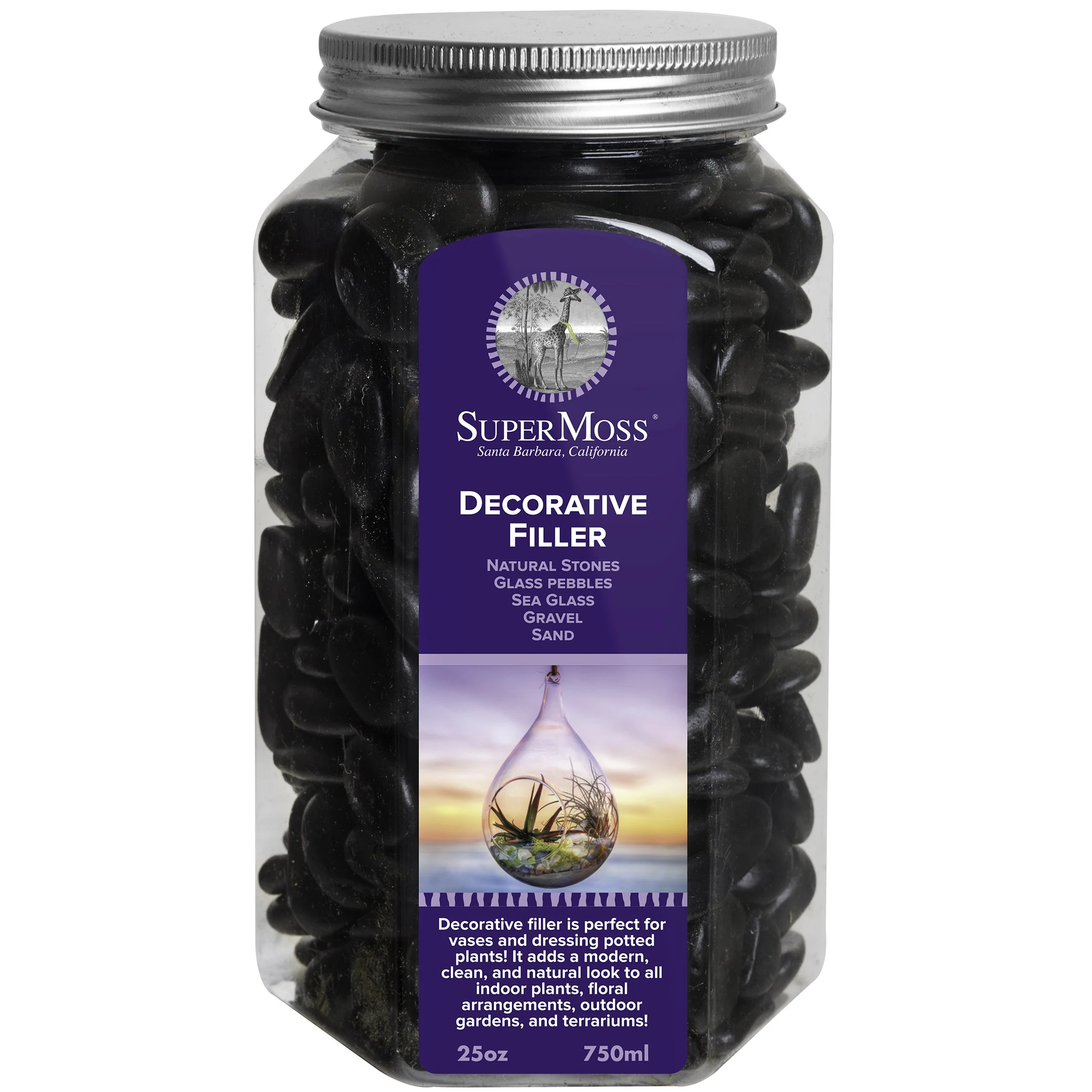 SUPER MOSS SuperMoss 22oz 1" Decorative Stones Black — Single Unit