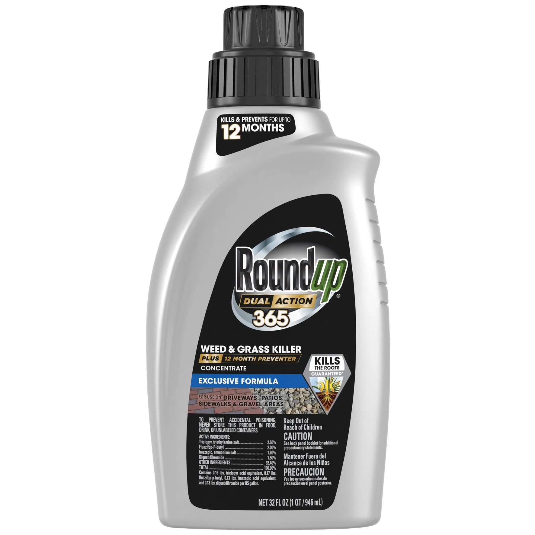 THE SCOTTS COMPANY Roundup 32oz Dual Action 365 Weed Killer Preventer Concentrate — Single Unit