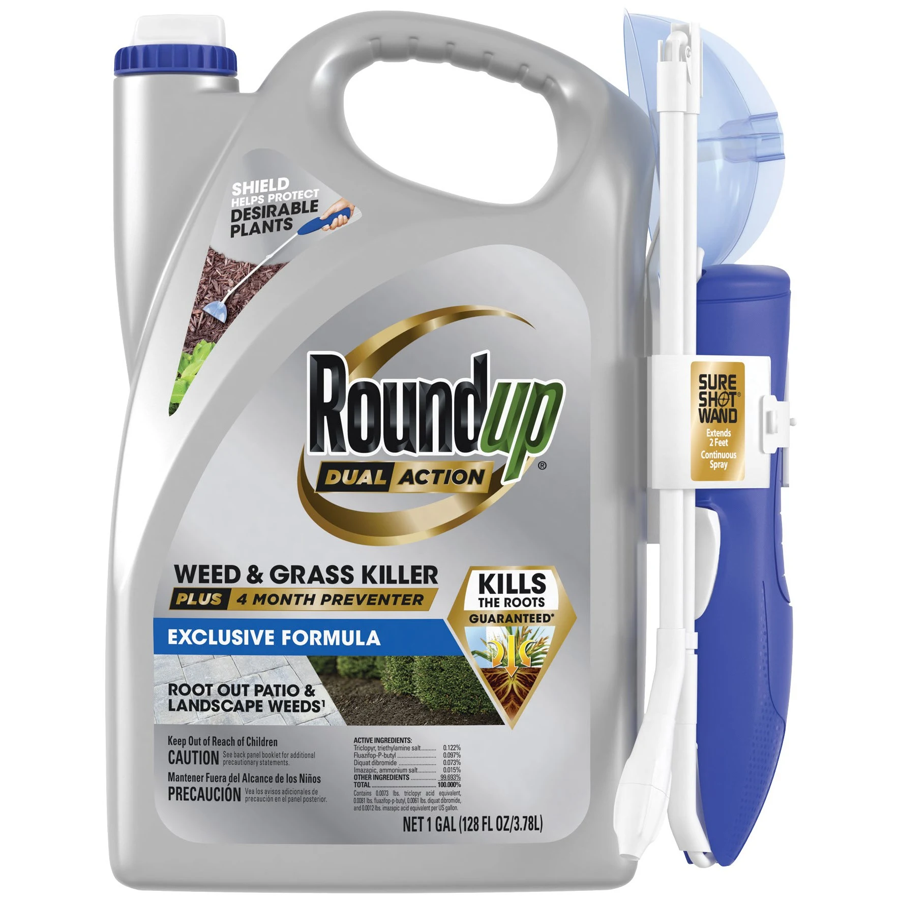 THE SCOTTS COMPANY Roundup 1gal Dual Action Weed Grass Kill Preventer Sure Shot Wand — Single Unit