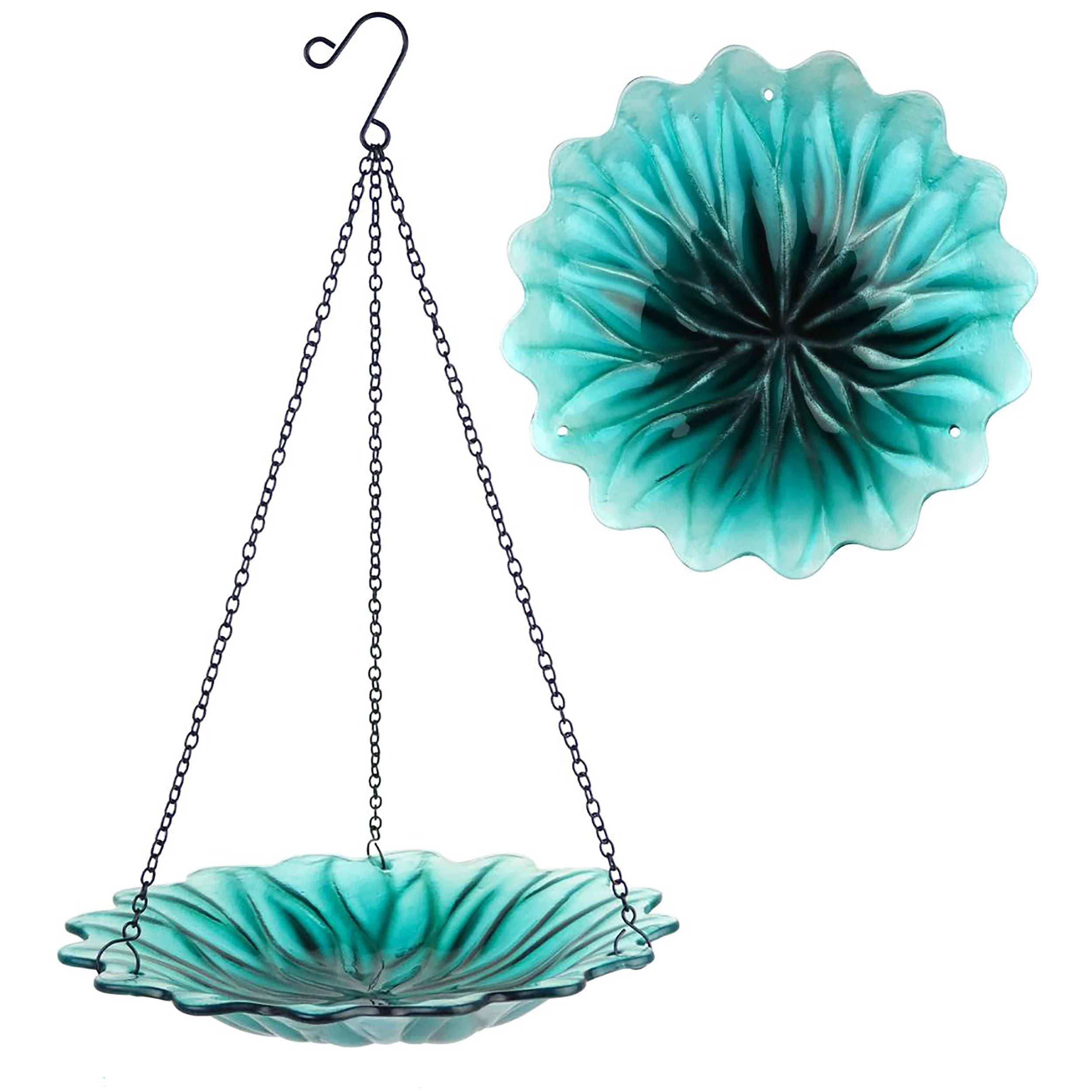 NATURES WAY PRODUCTS, LLC Natures Way 11in EcoCycle Hanging Birdbath Turquoise Dahlia — Single Unit