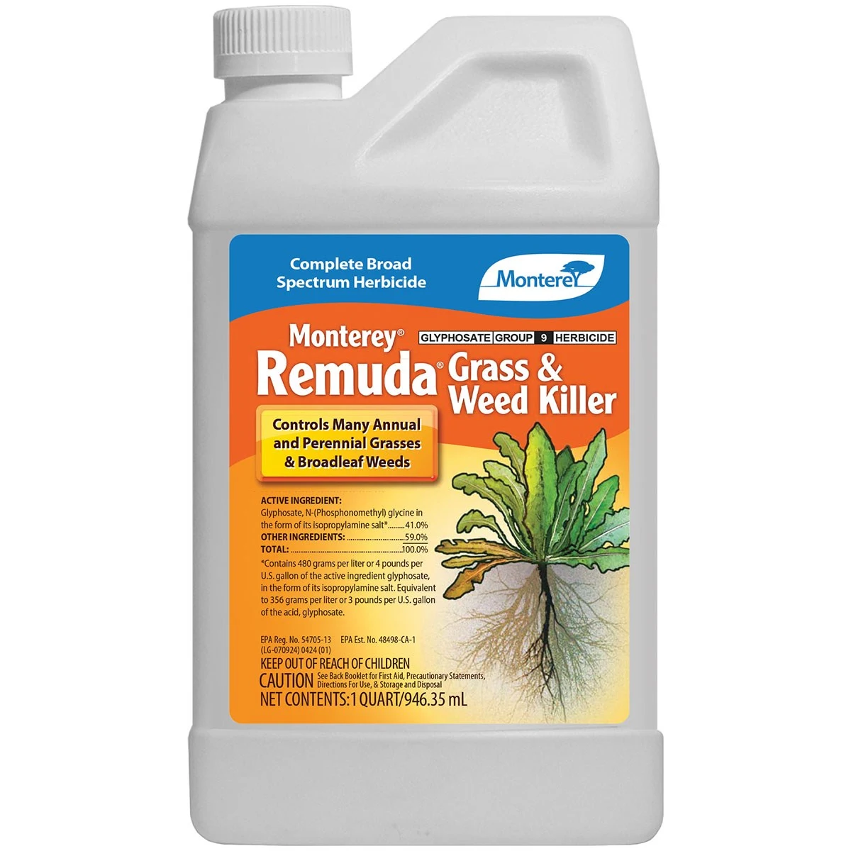 LAWN AND GARDEN PRODUCTS Monterey Quart Remuda Grass and Weed Killer 41% Glyphosate — Single Unit