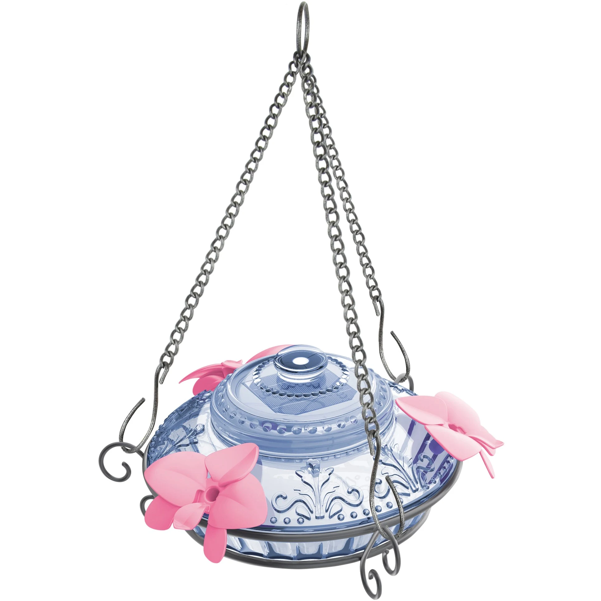 NATURES WAY PRODUCTS, LLC Natures Way 14oz Illuminated Antique Glass Top-Fill Hummingbird Feeder Light Blue — Single Unit