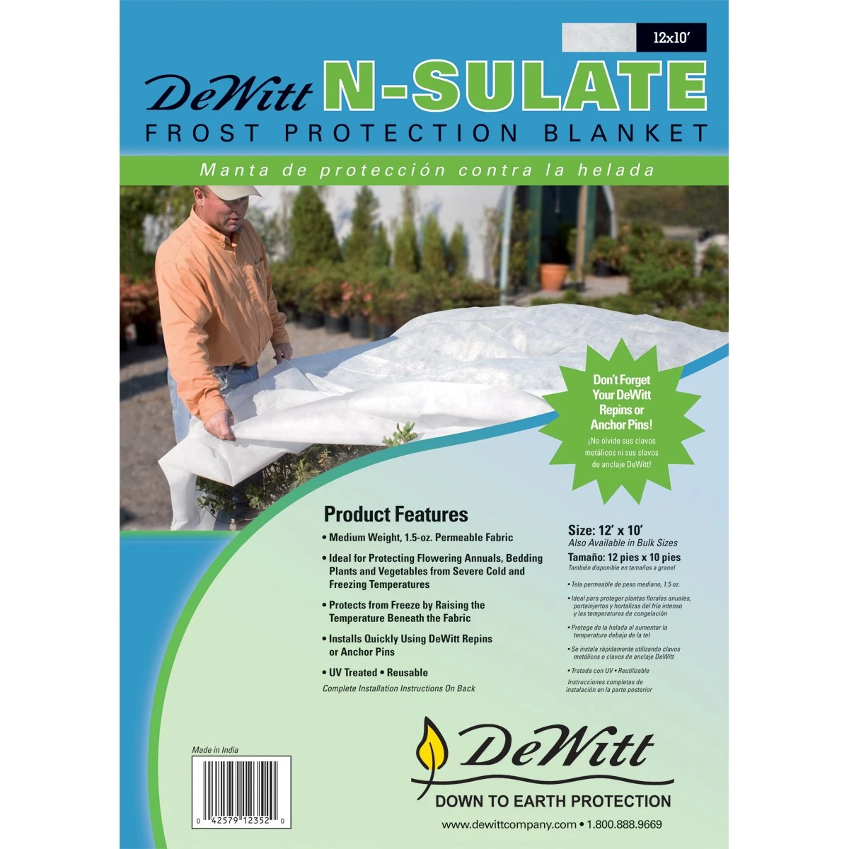 Dewitt 12'x10' Retail N Sulate 1.5oz Plant Protect Fabric — Single Unit