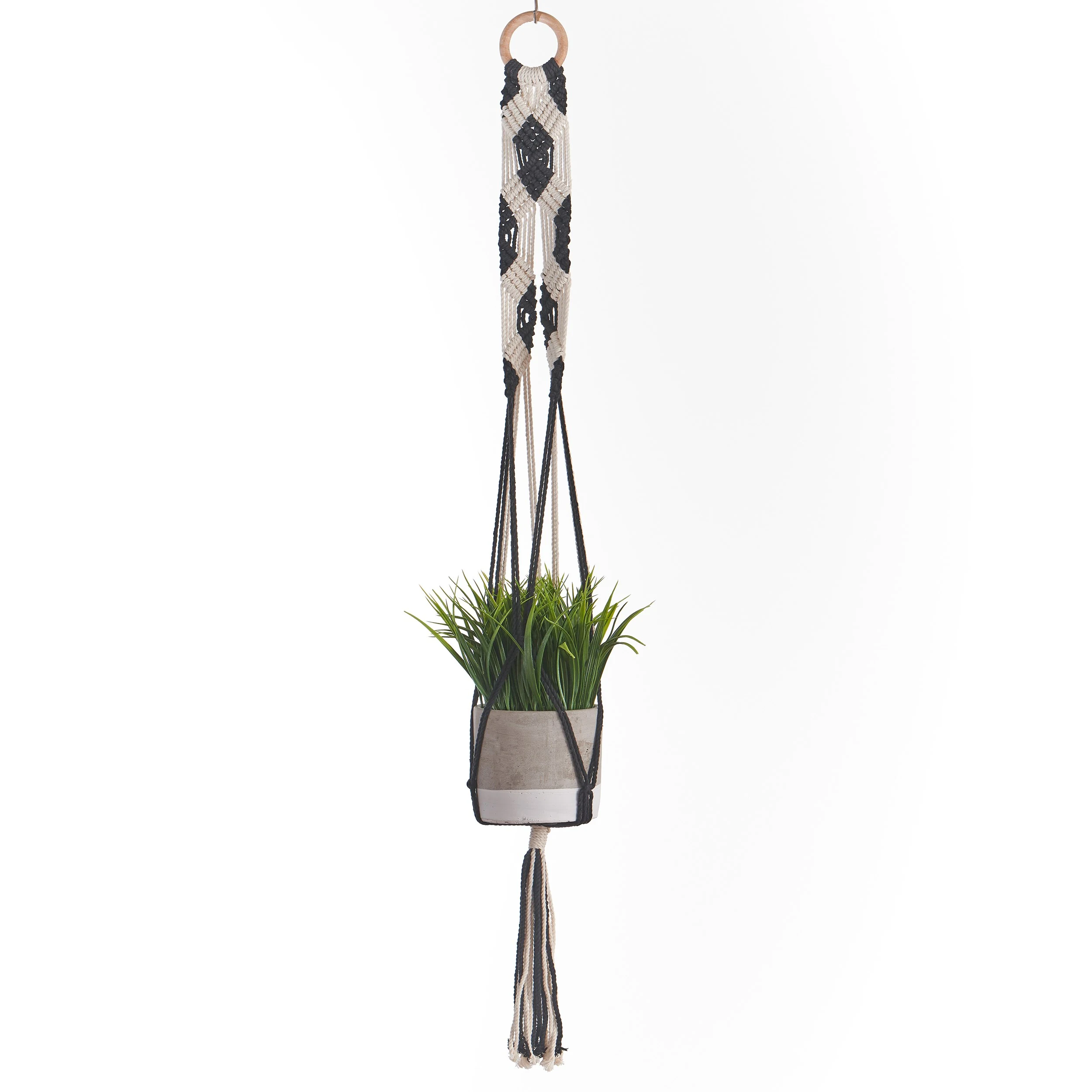 PRIMITIVE PLANTERS Primitive 42" Black & White Plant Hammock — Single Unit