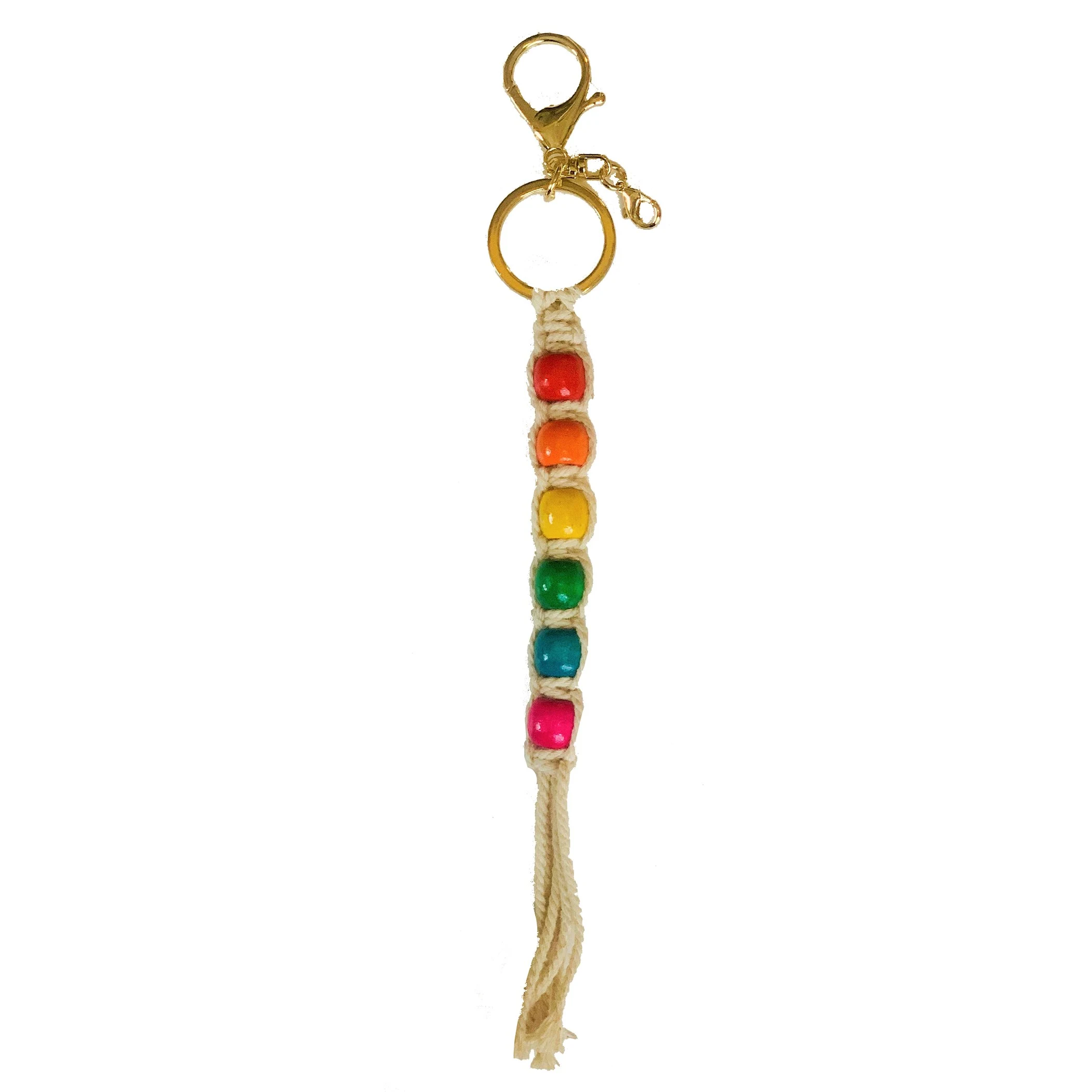 PRIMITIVE PLANTERS Primitive Rainbow Macrame Key Chain — Single Unit