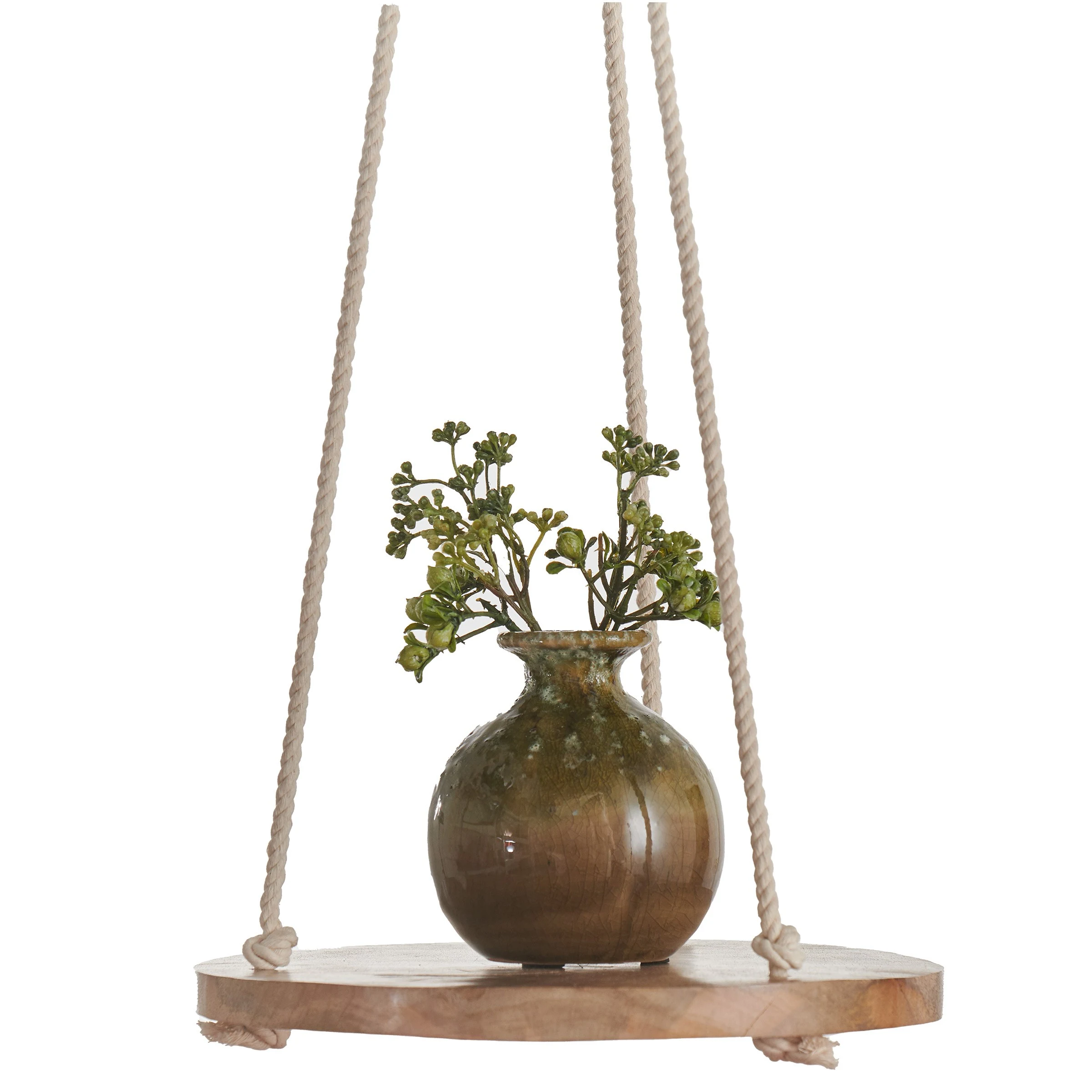 PRIMITIVE PLANTERS Primitive 8" Hanging Wooden Round Cotton — Single Unit