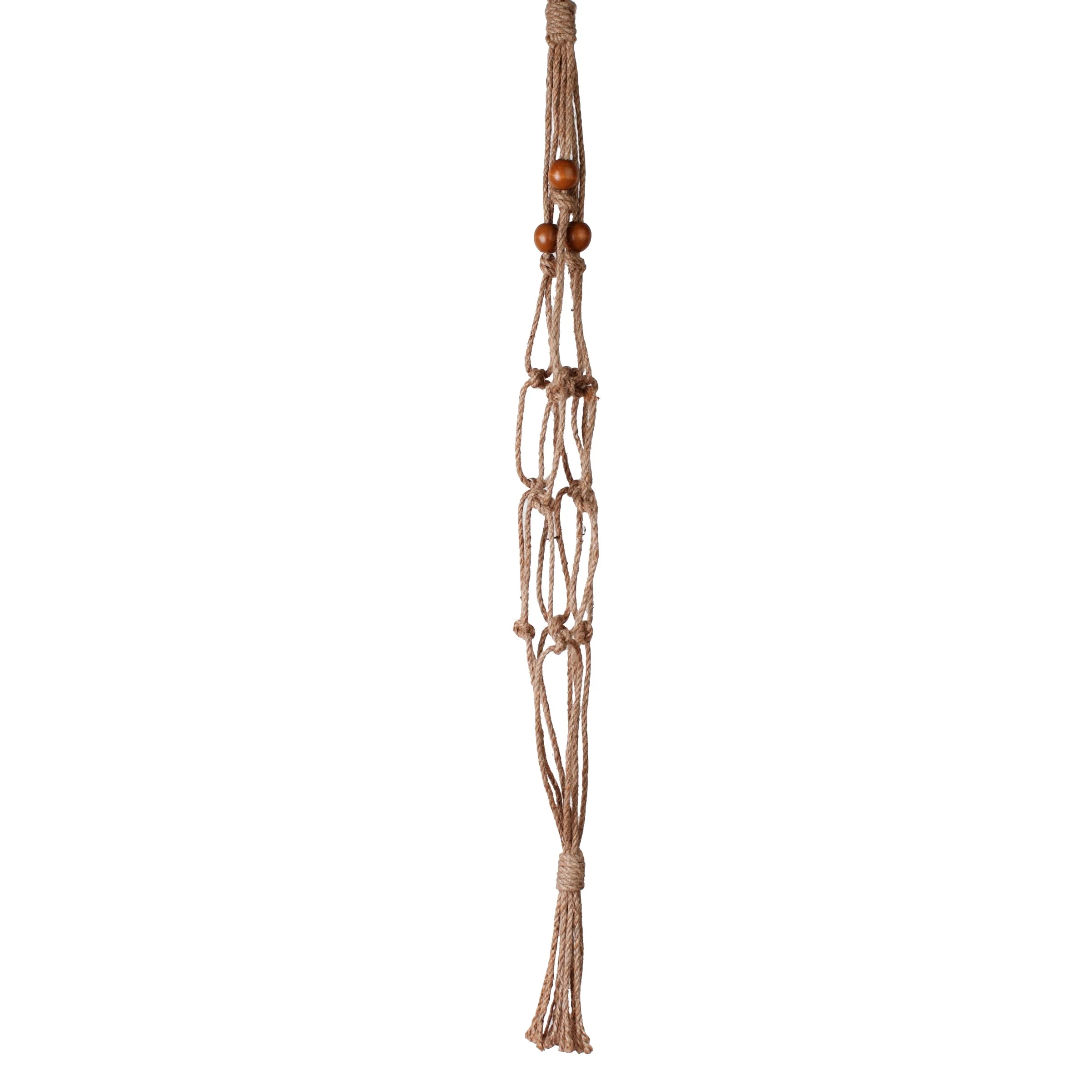 PRIMITIVE PLANTERS Primitive 30" Beaded All Natural Plant Hanger — Single Unit