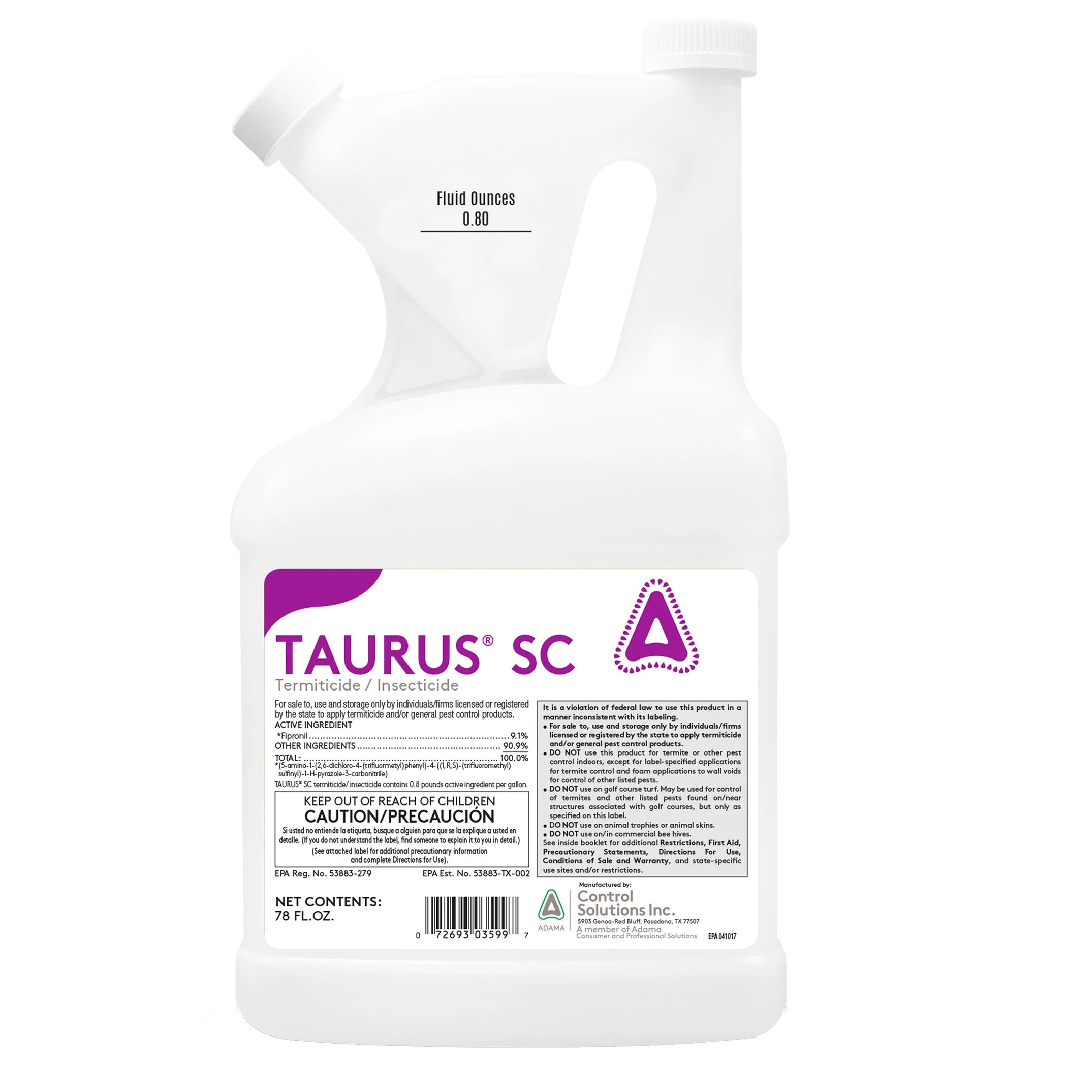 CONTROL SOLUTIONS, INC. CSI 78oz Taurus Insecticide Concentrate — Single Unit