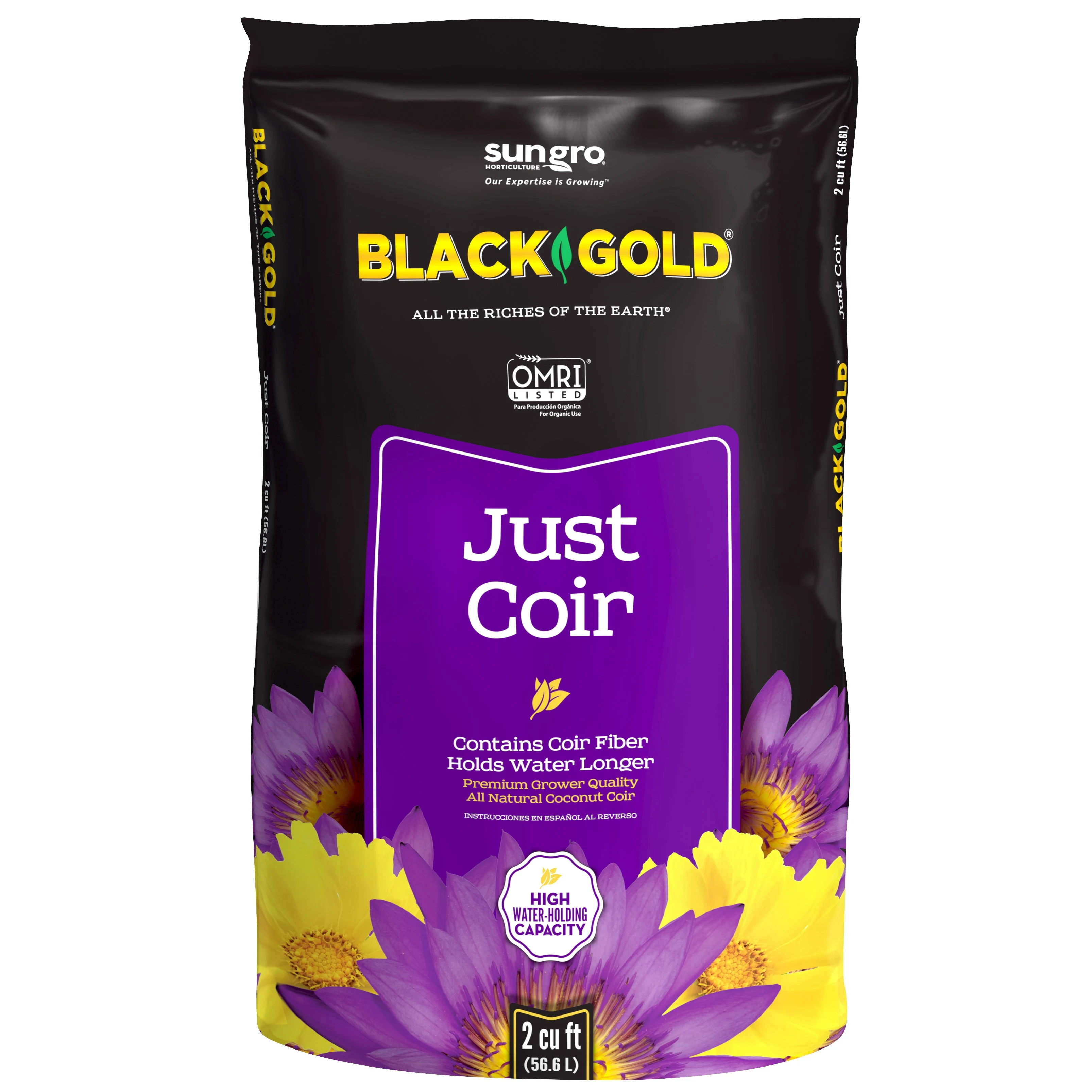 SUN GRO HORTICULTURE INC Black Gold Just Coir 2cf OMRI — Single Unit