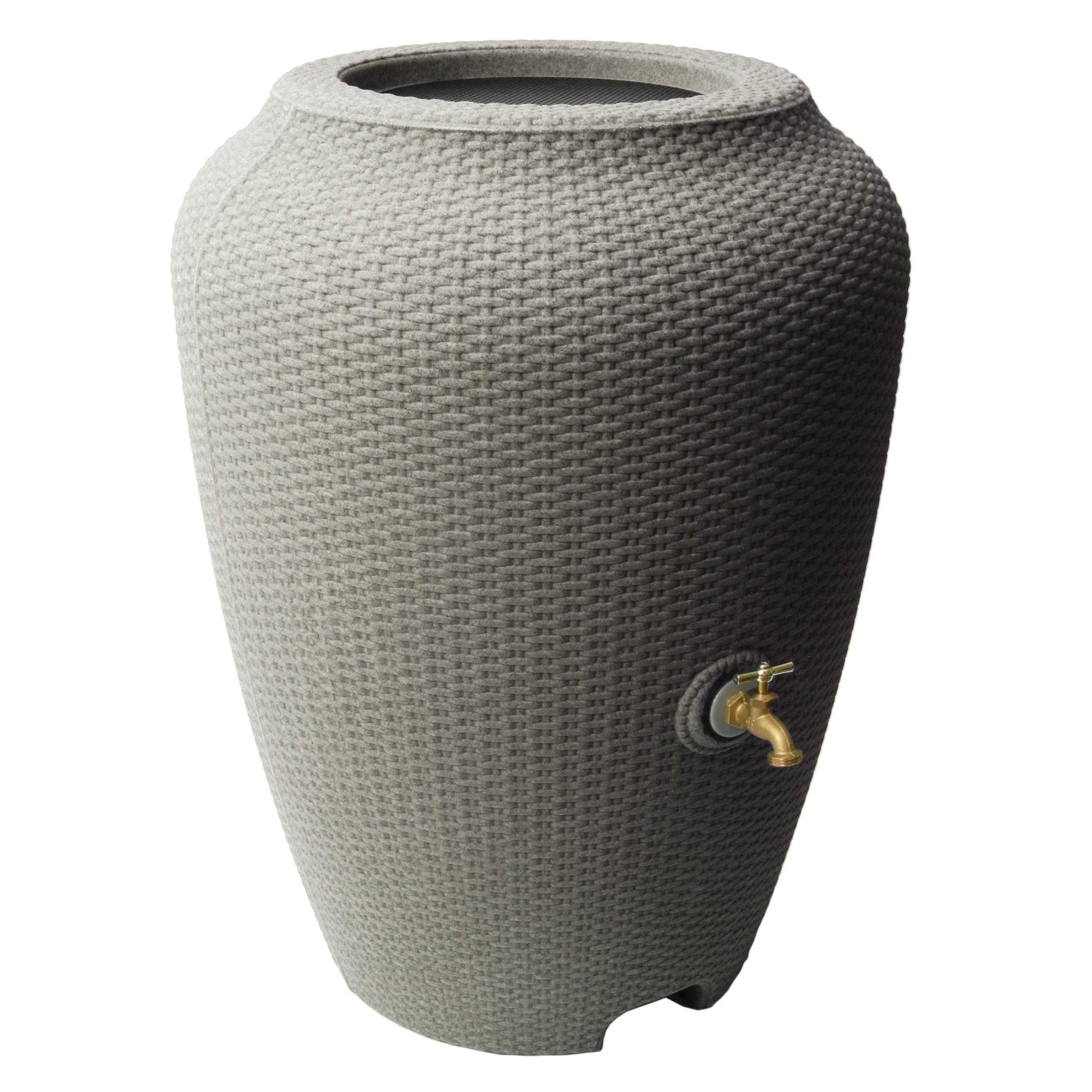 ALGREEN PRODUCTS Algreen 50gal Wicker Rain Barrel Warm Gray — Single Unit