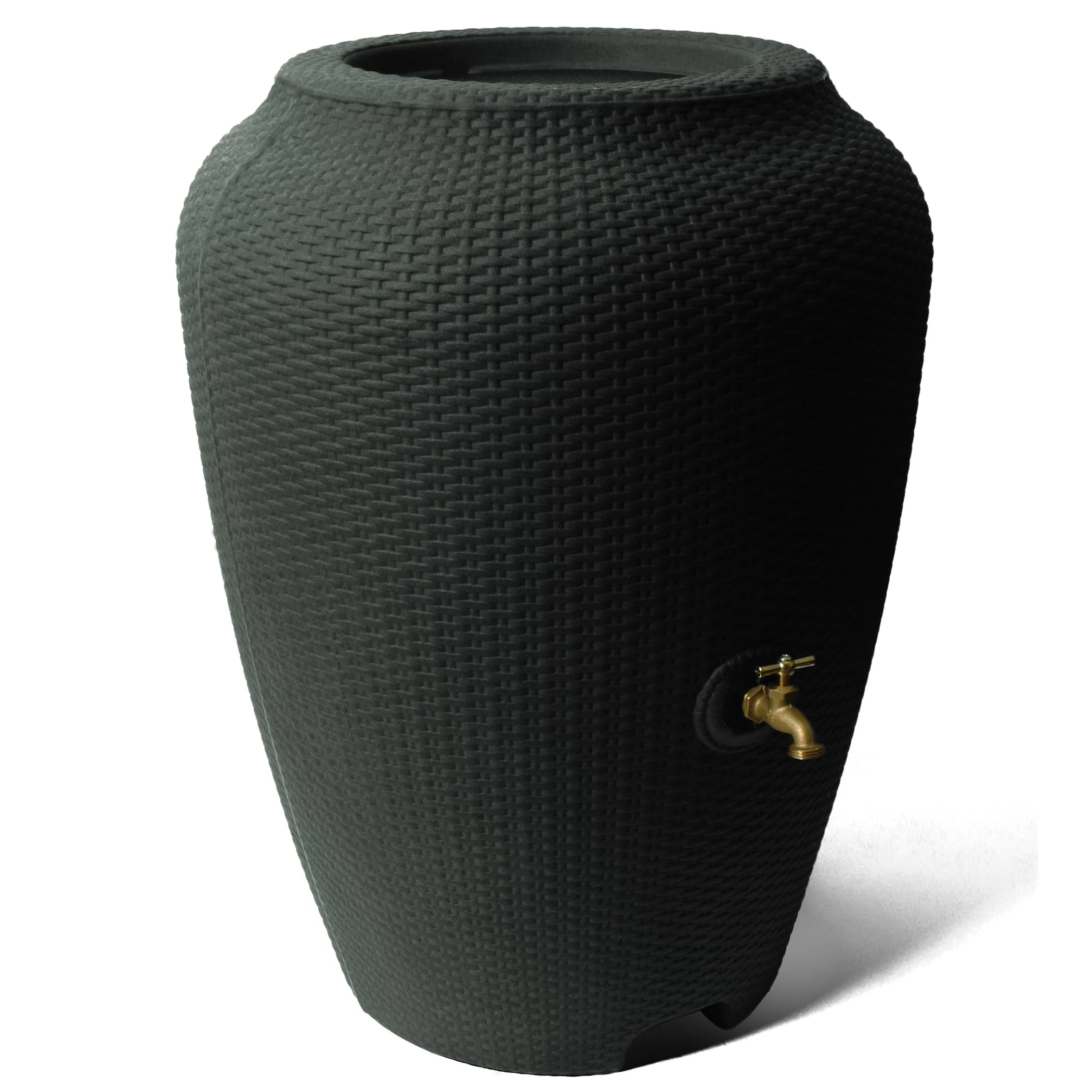 ALGREEN PRODUCTS Algreen 50gal Wicker Rattan Rain Barrel Black — Single Unit