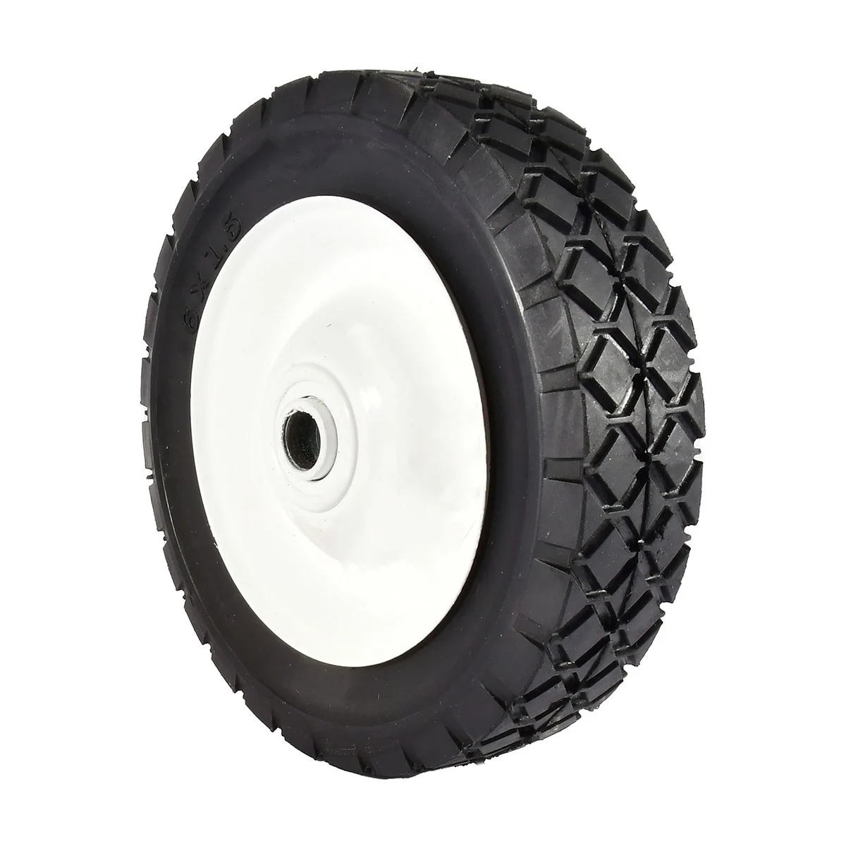MAXPOWER PRECISION PARTS Maxpower 6" x 1.50" Offset Steel Lawn Mower Wheel with Diamond Tread — Single Unit
