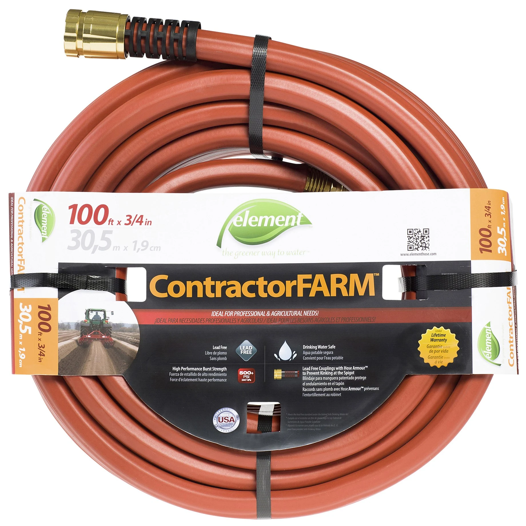 SWAN PRODUCTS LLC Element 3/4"x100' Contractor Farm Hose — Single Unit