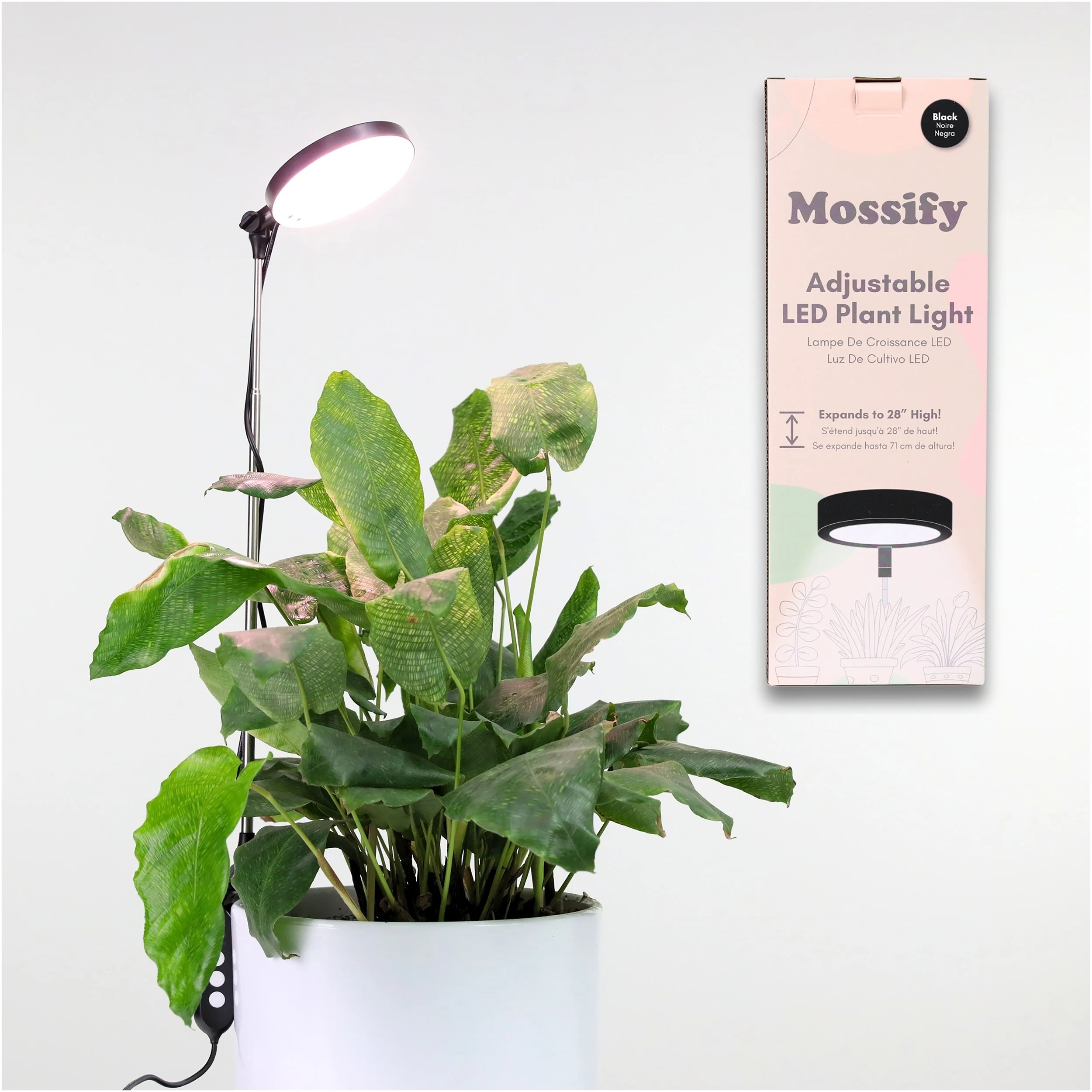 SIMPLY MOSSY ART INC. Mossify 28" Adjustable LED Plant Light Black — Single Unit