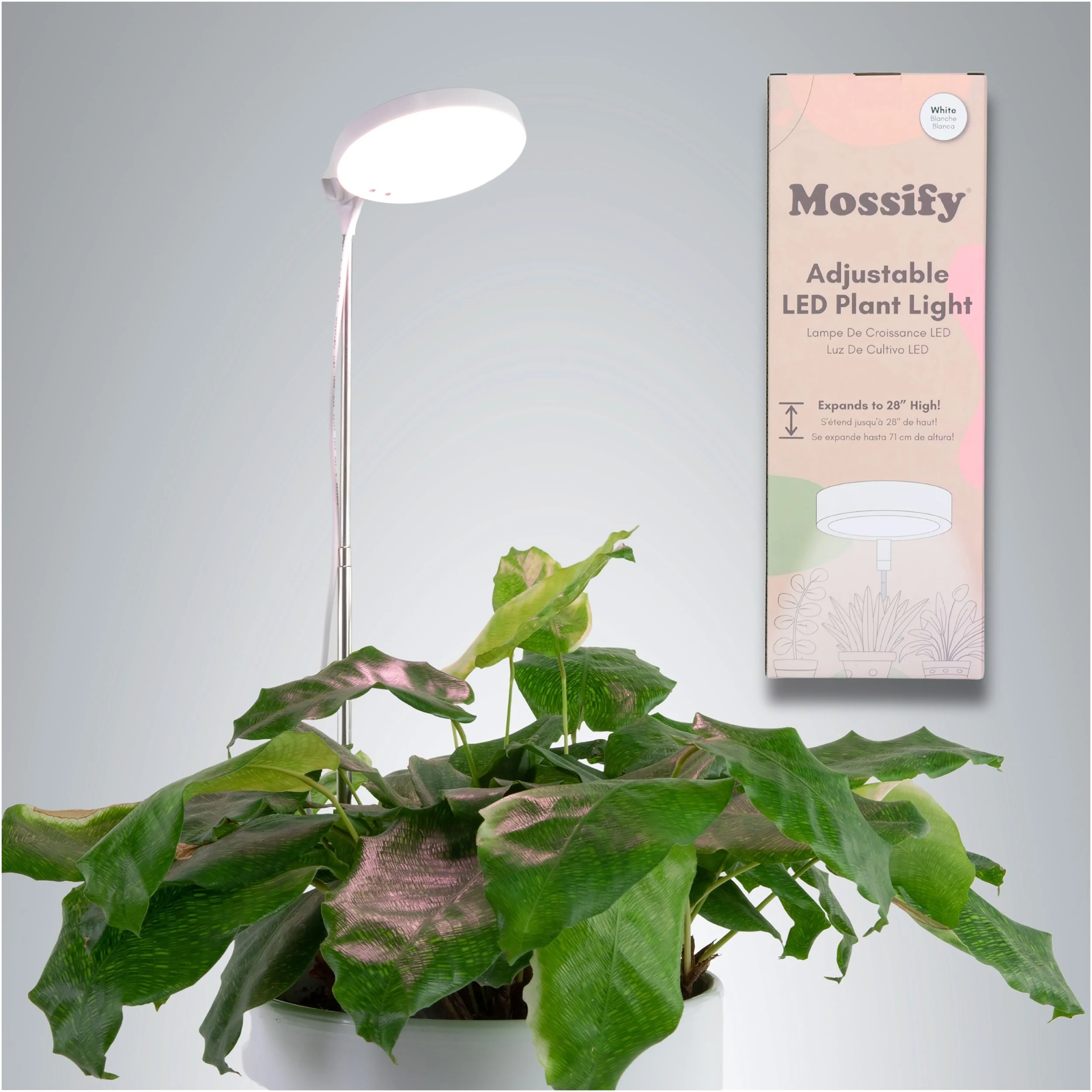 SIMPLY MOSSY ART INC. Mossify 28" Adjustable LED Plant Light White — Single Unit