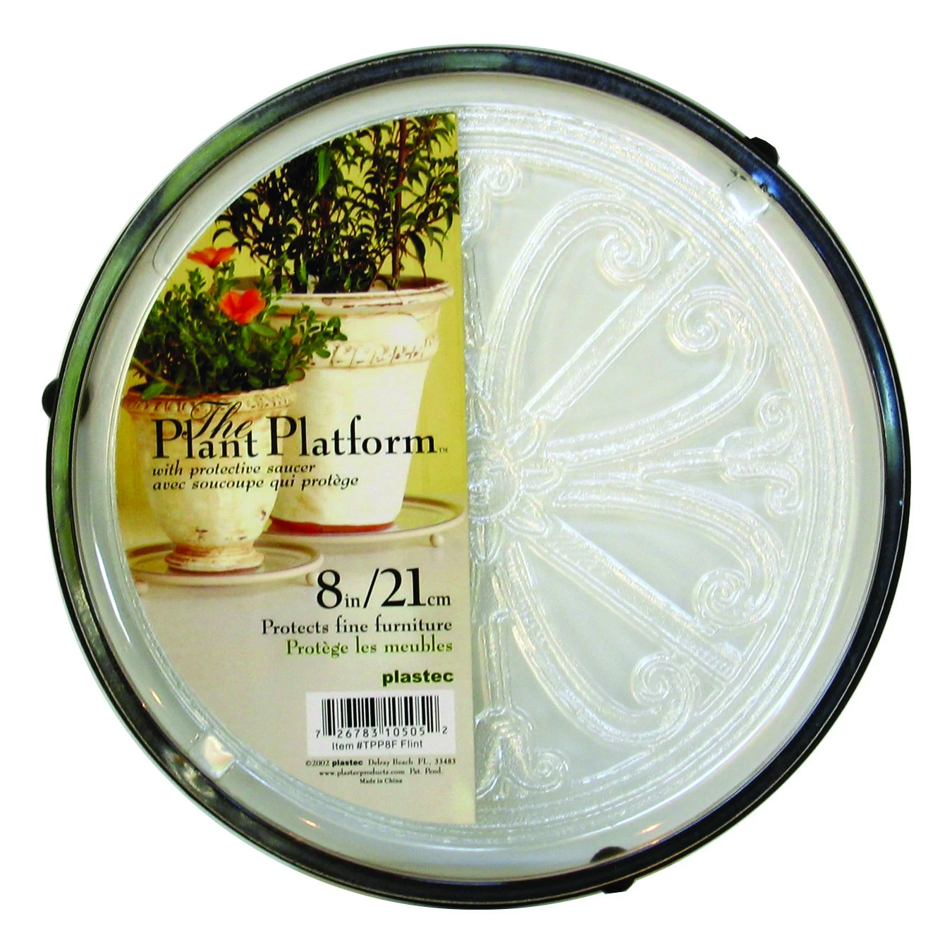 PLASTEC INDUSTRIES Plastec 8" Plant Platform Flint — Single Unit
