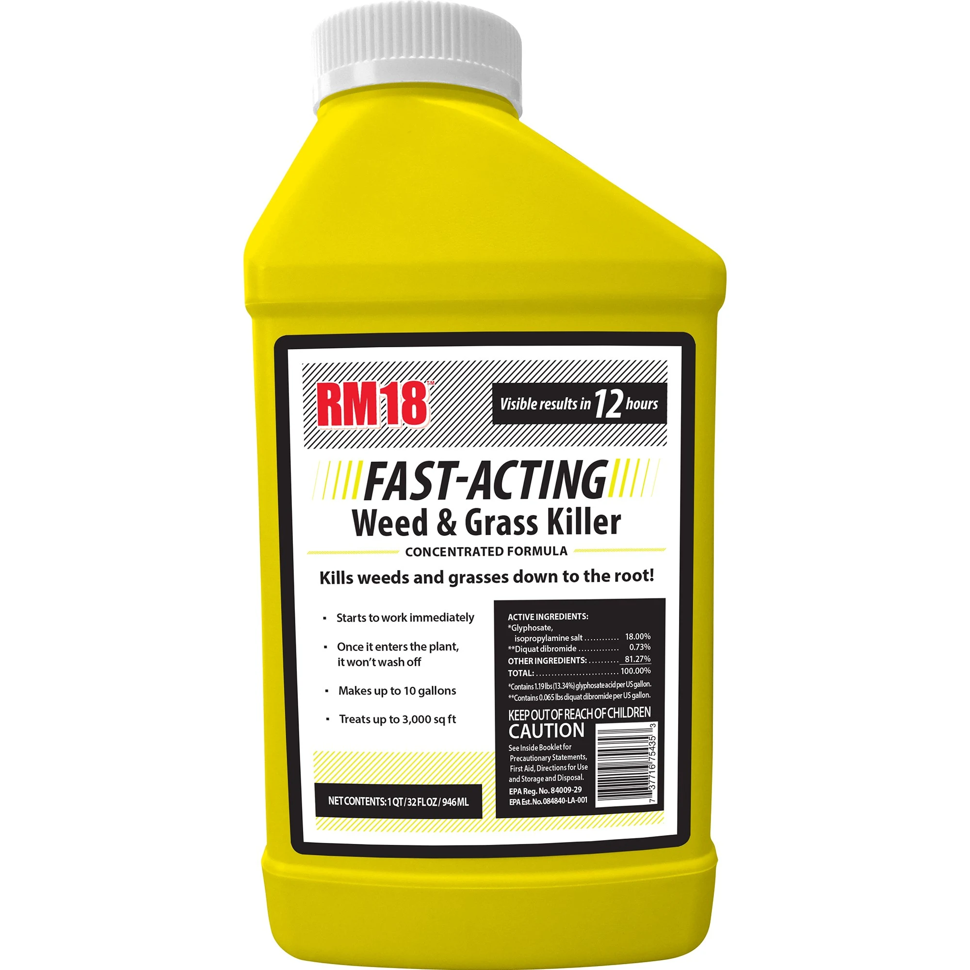 RAGAN & MASSEY RMI RM18 32oz Fast Acting Weed And Grass Killer With Glyphosate And Diquat — Single Unit