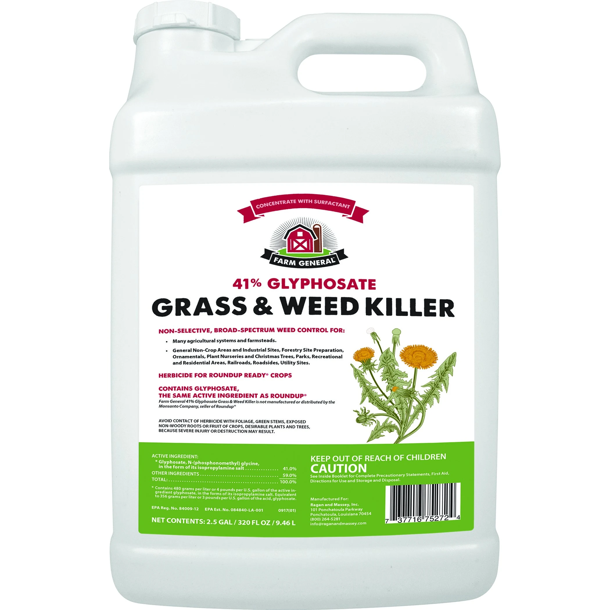 RAGAN & MASSEY RMI Farm General 2.5gal 41% Glyphosate Weed And Grass Killer — Single Unit