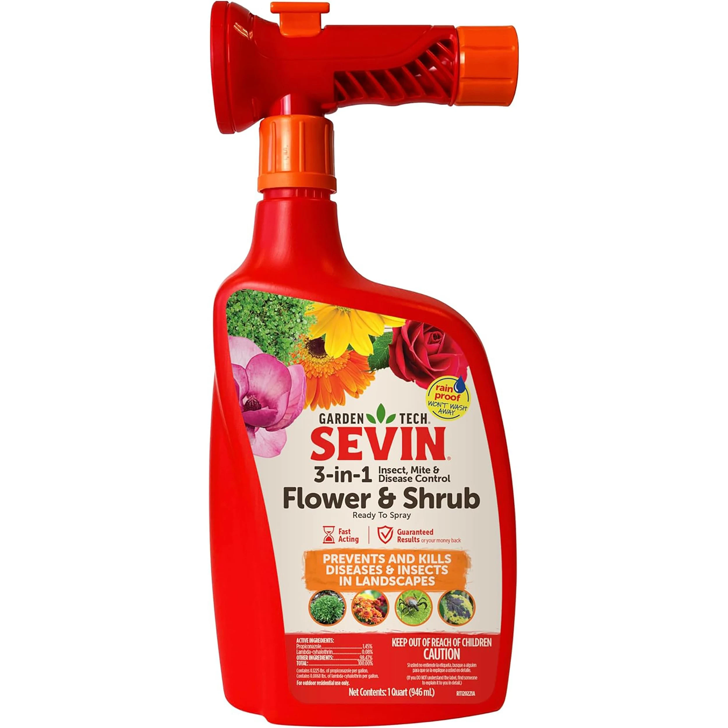 TECH PAC LLC GardenTech 32oz Sevin 3-in-1 Flower & Shrub Lambda-Cyhalothrin Ready to Spray — Single Unit