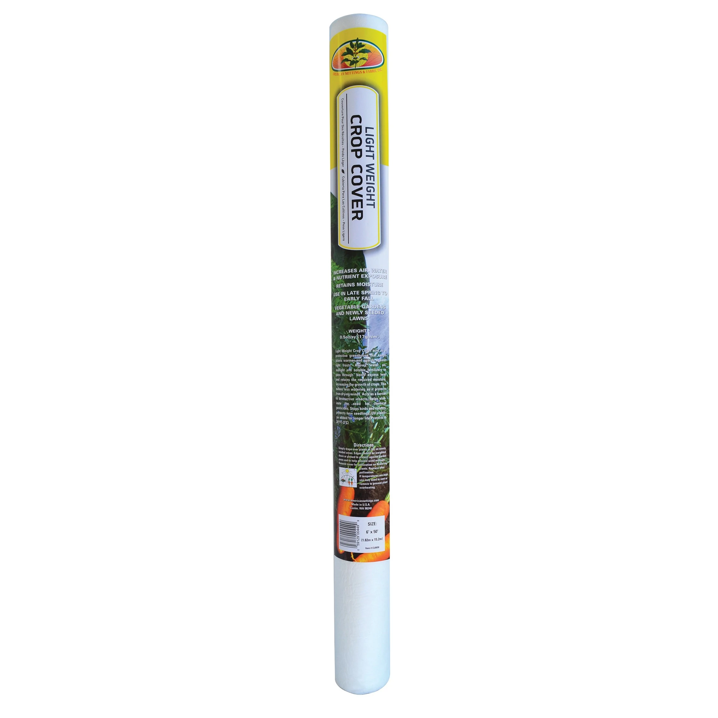 AMERICAN NETTINGS & FABRIC INC ANF 6'x50' Light Weight Crop Cover White 17gm — Single Unit