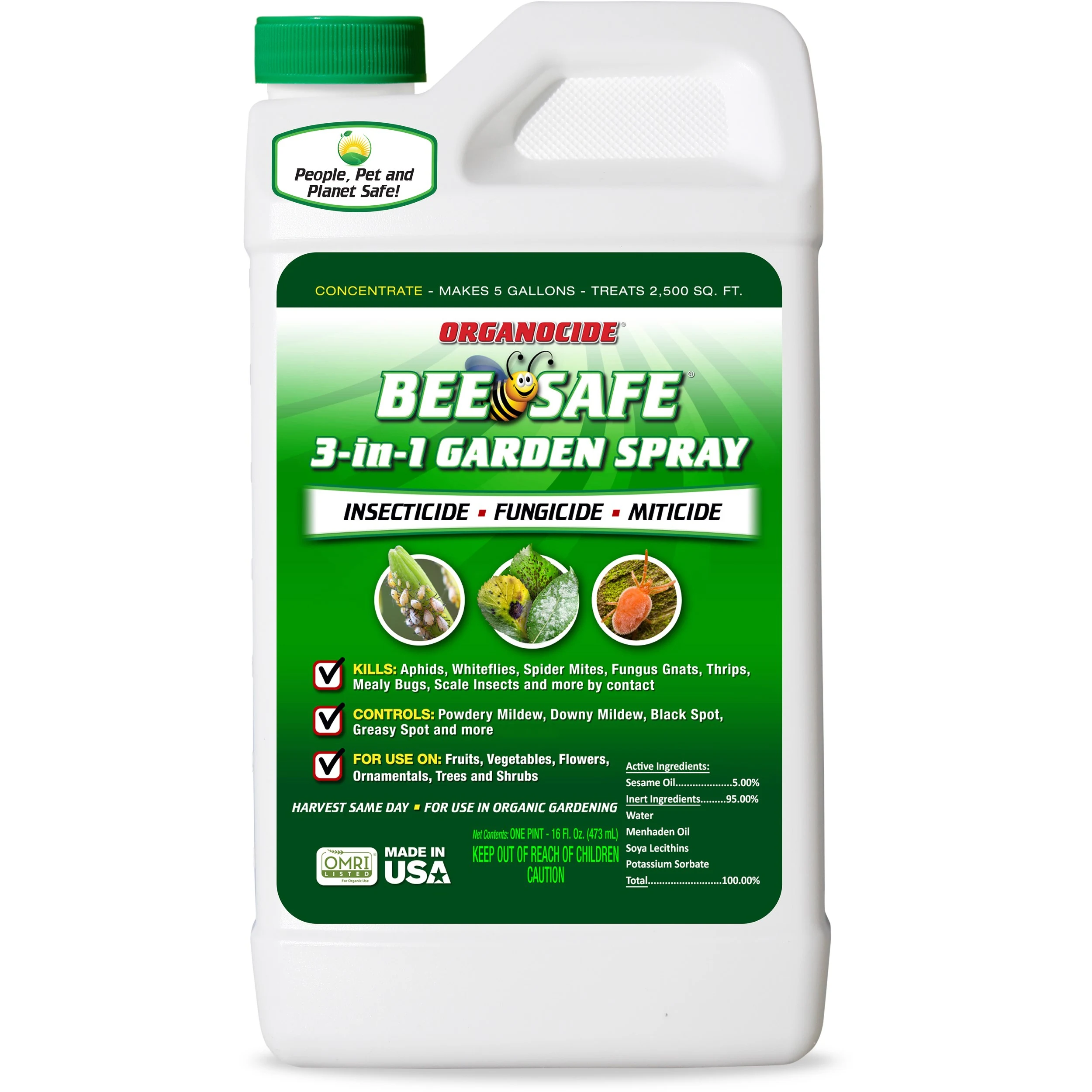 STAR GROUP SOLUTIONS, LLC Organocide 16oz Bee Safe 3-in-1 Garden Spray Concentrate — Single Unit