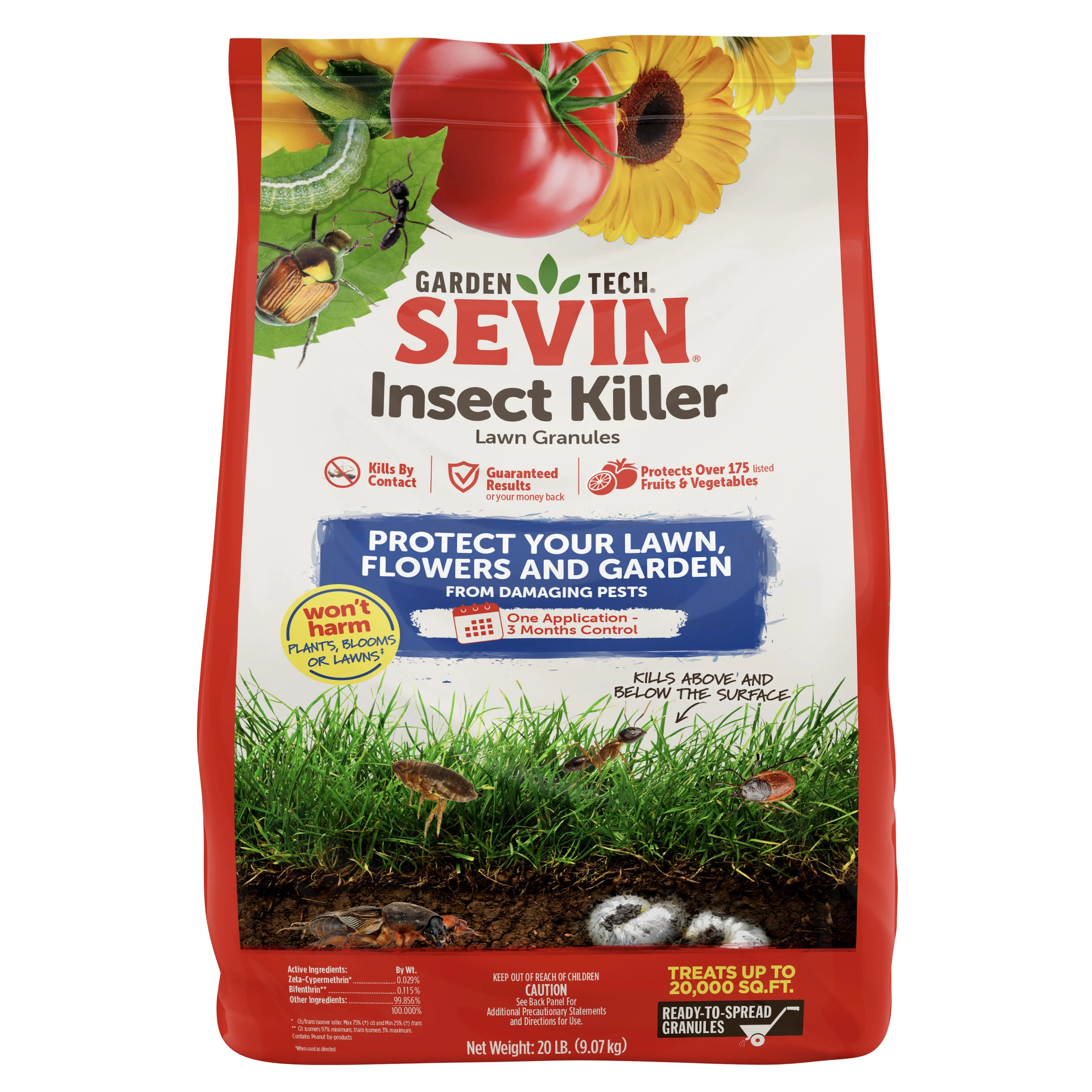 TECH PAC LLC GardenTech 20lb Sevin Insect Killer Lawn Zeta-Cypermethrin Granules — Single Unit