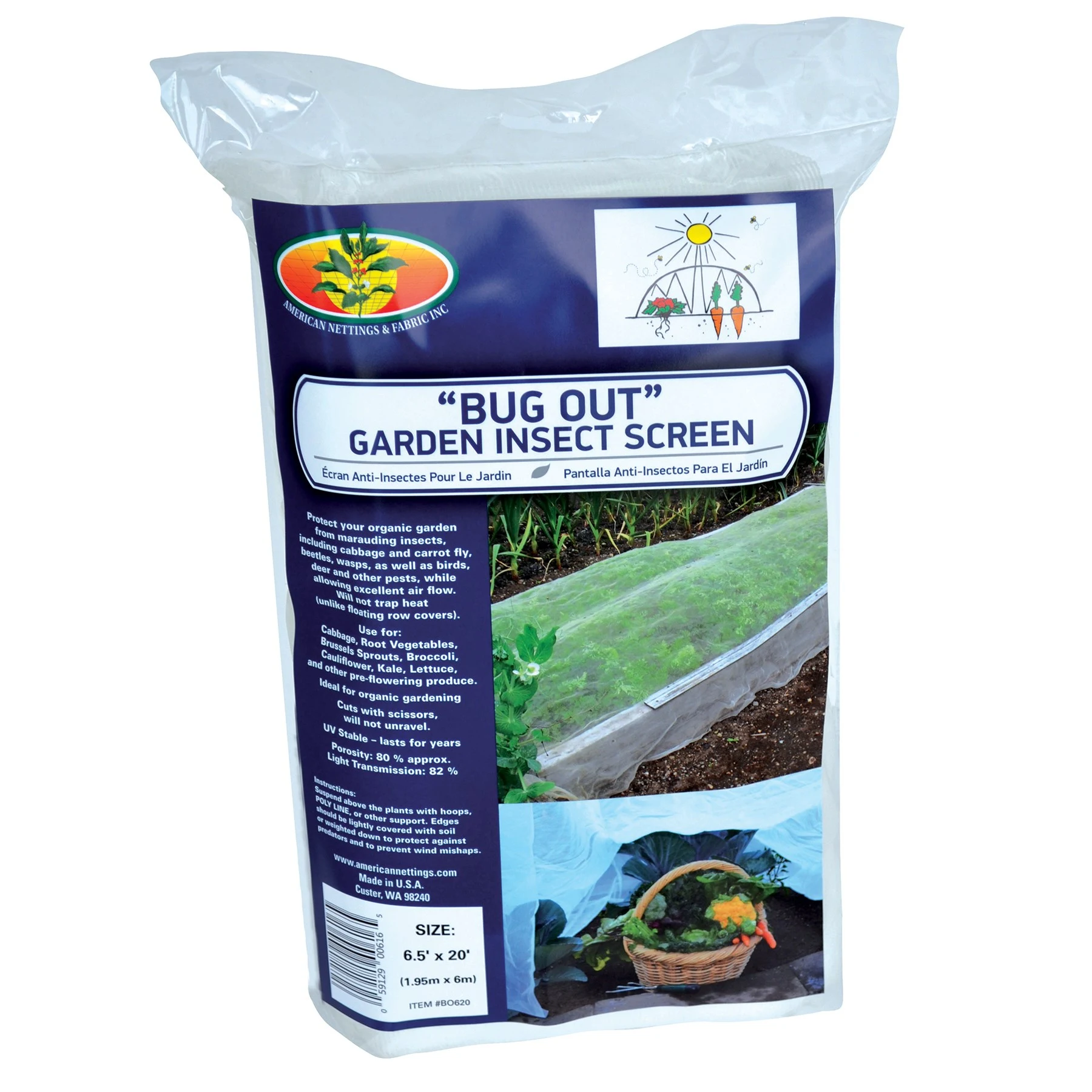 AMERICAN NETTINGS & FABRIC INC ANF 6.5'x20' Bugout Garden Screen Clear — Single Unit