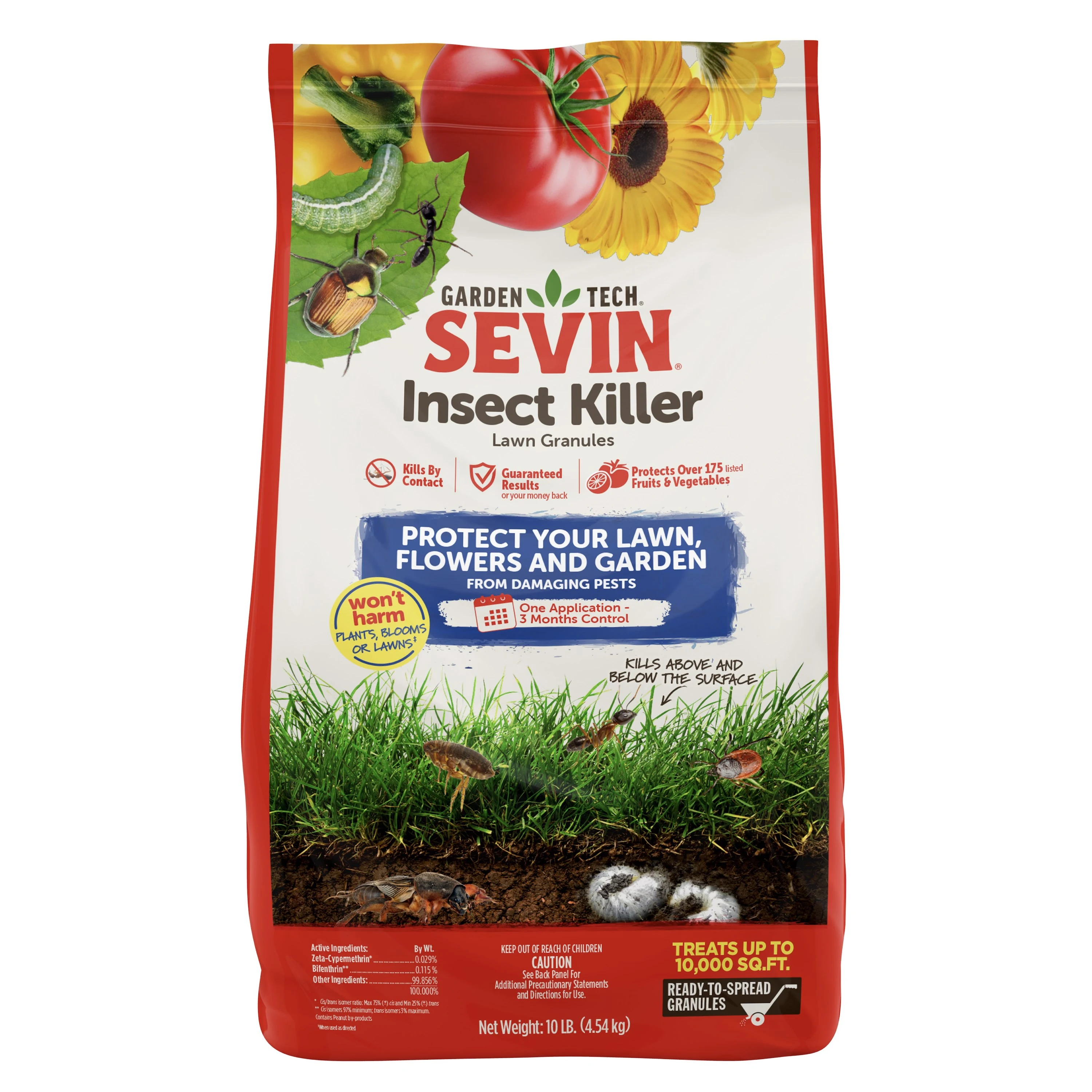 TECH PAC LLC GardenTech 10lb Sevin Insect Killer Lawn Zeta-Cypermethrin Granules — Single Unit