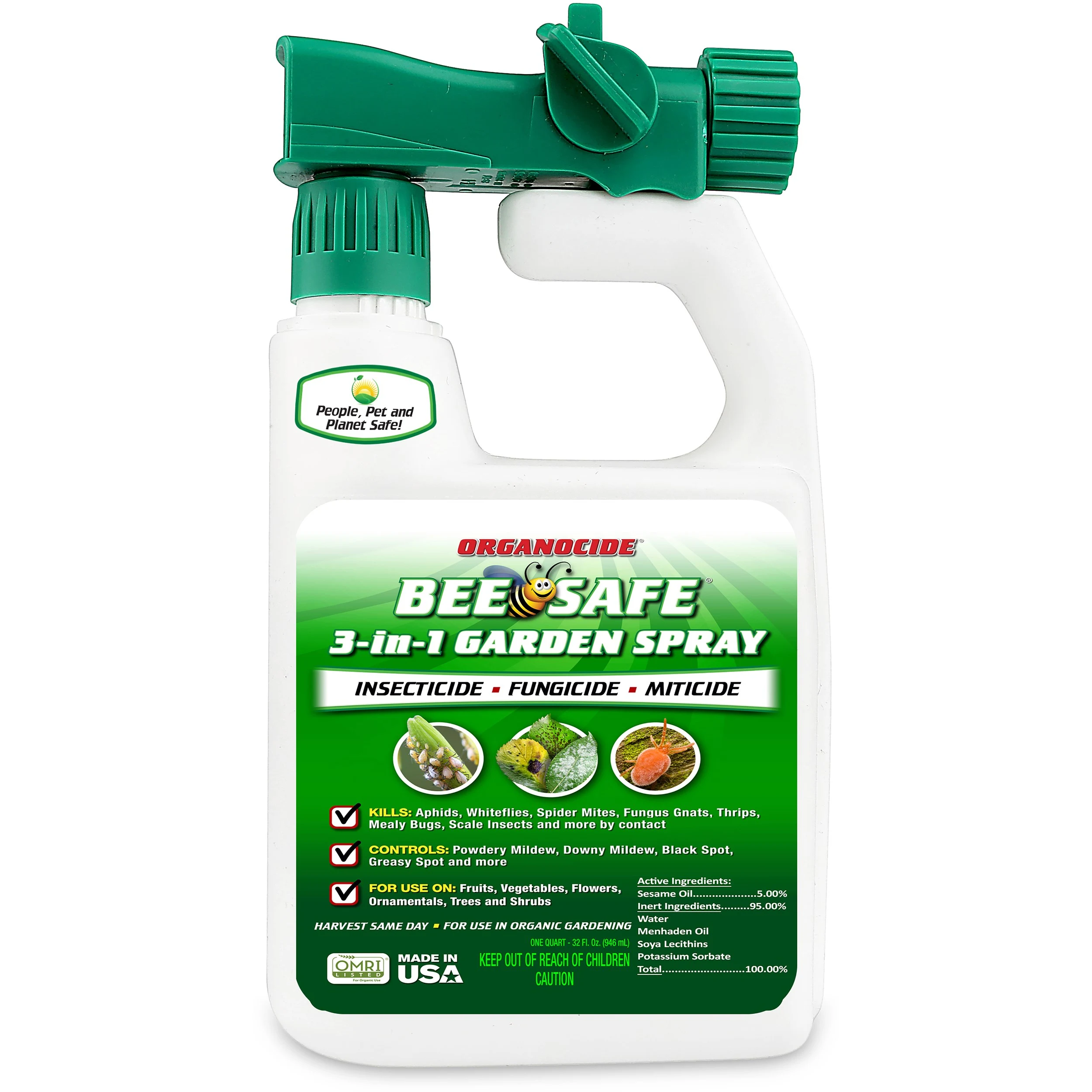 STAR GROUP SOLUTIONS, LLC Organocide 32oz Bee Safe 3-in-1 Garden Spray Concentrate Hose End Ready to Spray — Single Unit