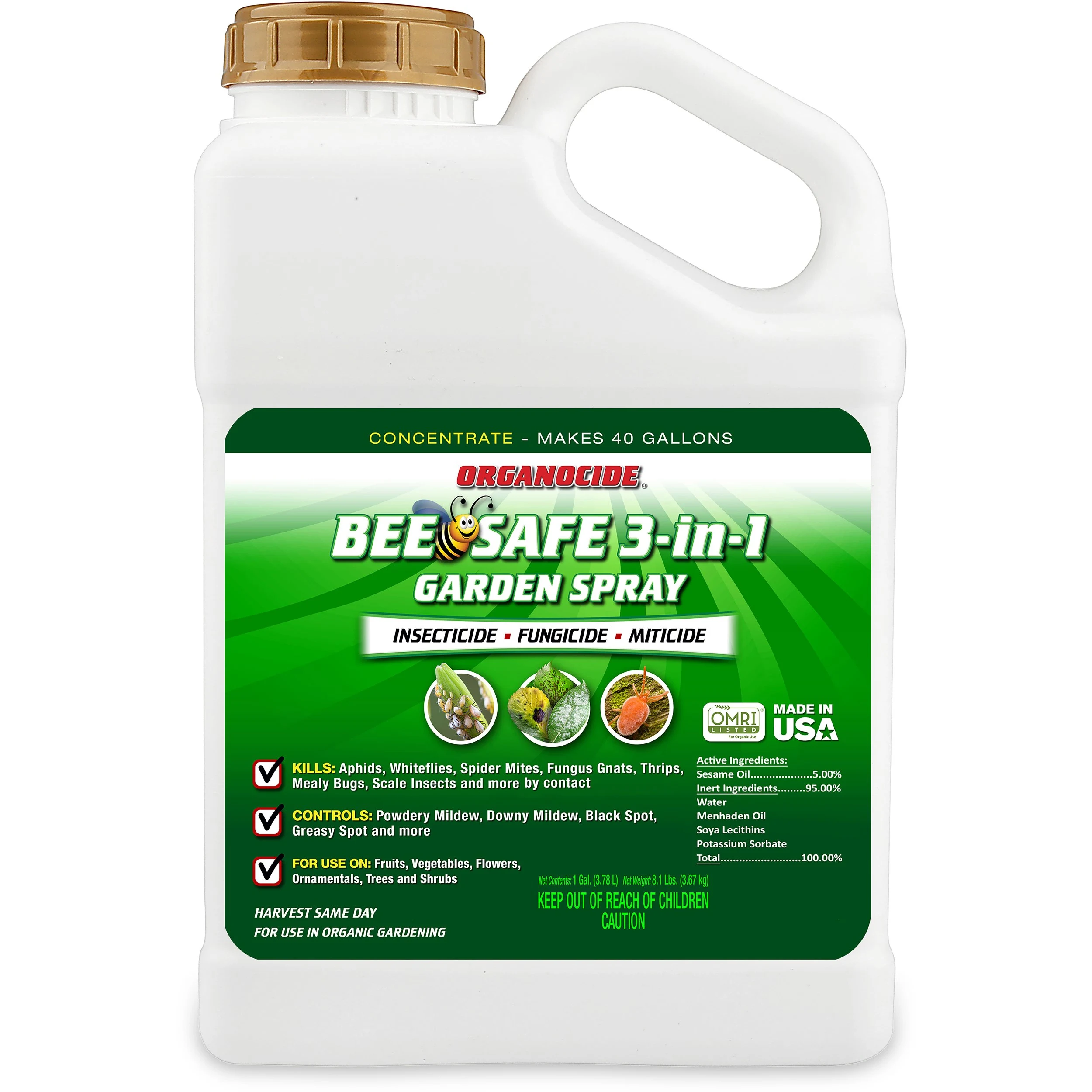 STAR GROUP SOLUTIONS, LLC Organocide 1gal Bee Safe 3-in-1 Garden Spray Concentrate — Single Unit
