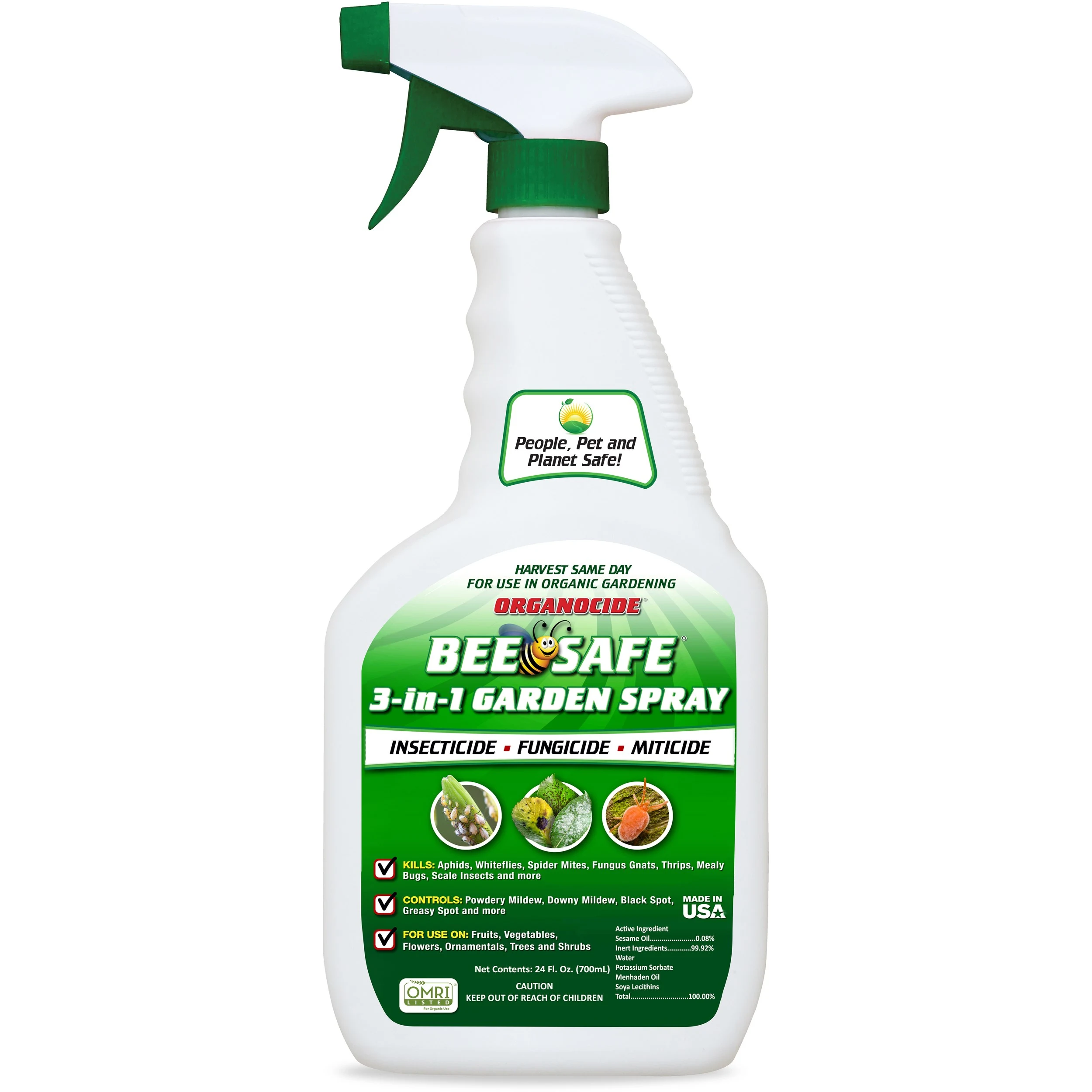 STAR GROUP SOLUTIONS, LLC Organocide 24oz Bee Safe 3-in-1 Garden Spray Ready to Use — Single Unit