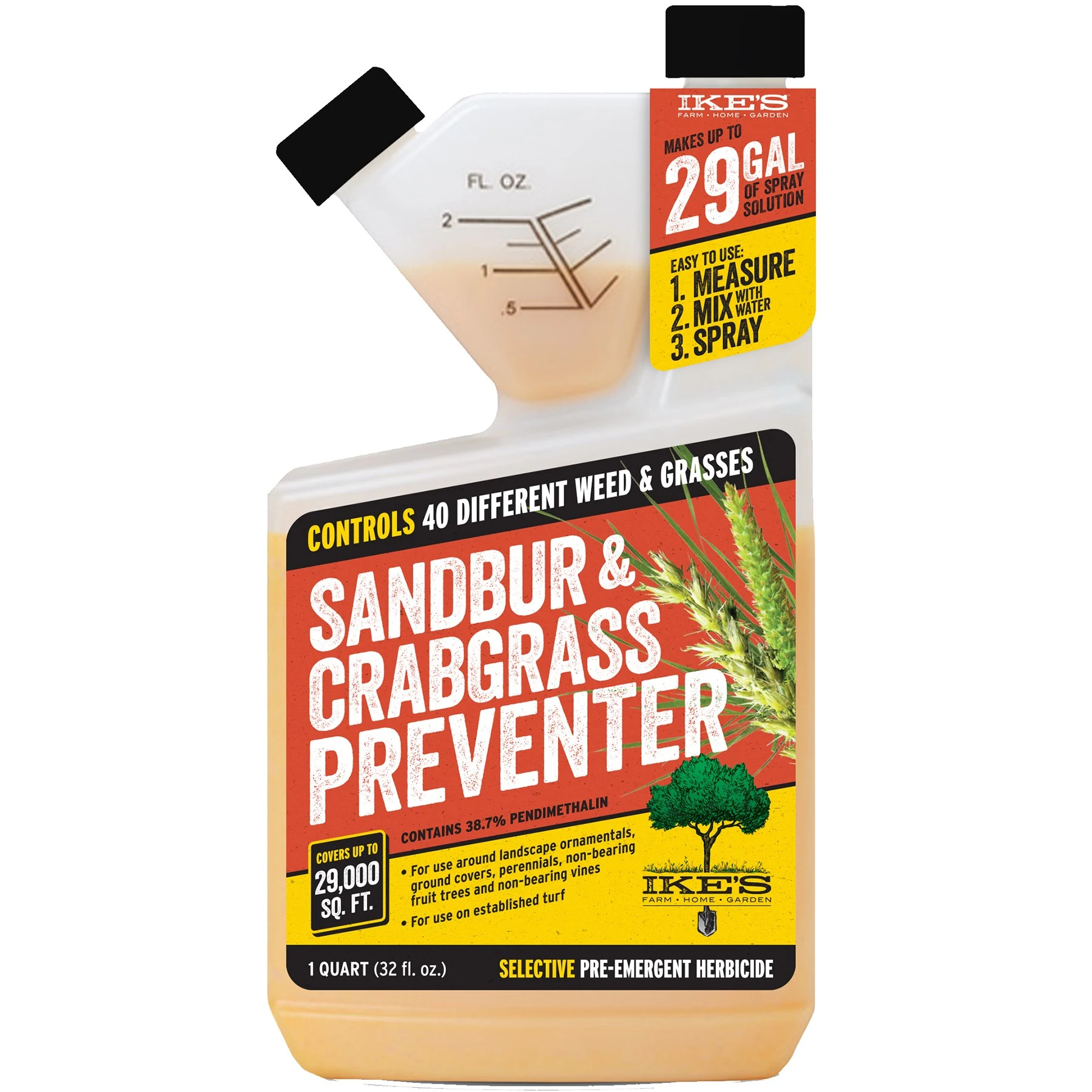 IKE'S, LLC IKES 1qt Sandbur & Crabgrass Preventer Pendmethalin 38.7% — Single Unit