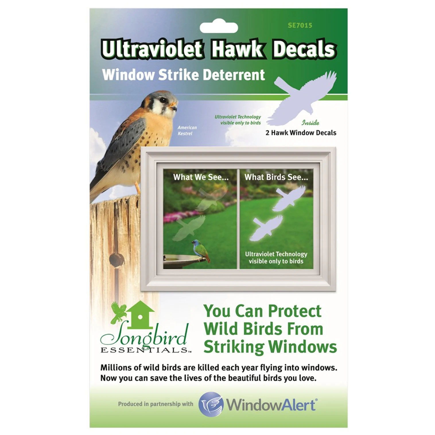 SONGBIRD ESSENTIALS Songbird Window Hawk Transparent Decal MADE IN THE USA — Single Unit