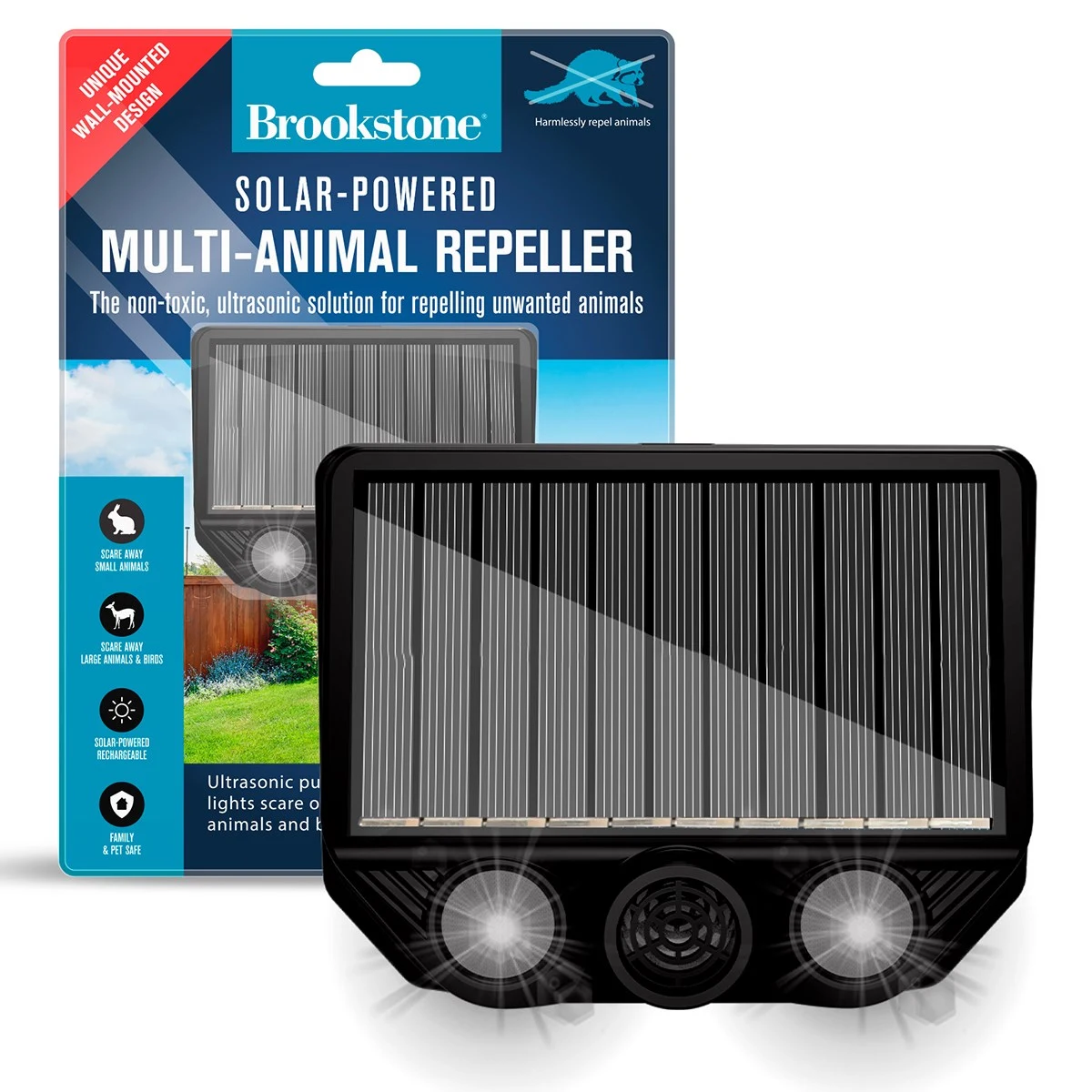 ACTION PRODUCTS WORLDWIDE LLC Brookstone Solar Powered Ultrasonic Animal Repeller — Single Unit