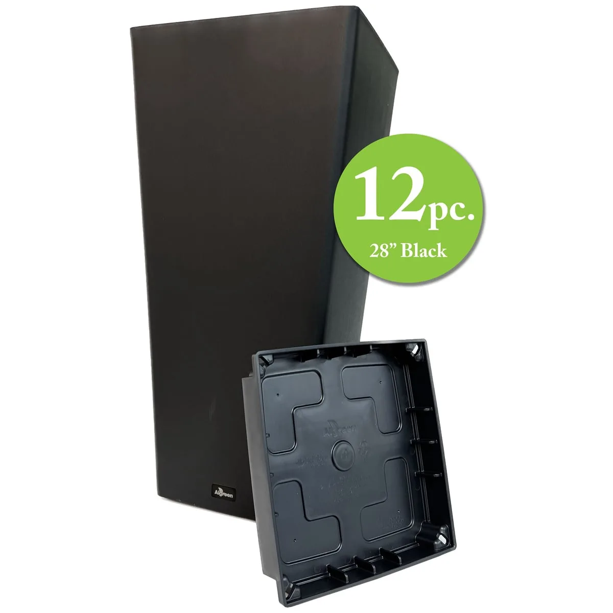 Algreen 12pc Aventis 28" Square Planter with Shelf Black - Image 2