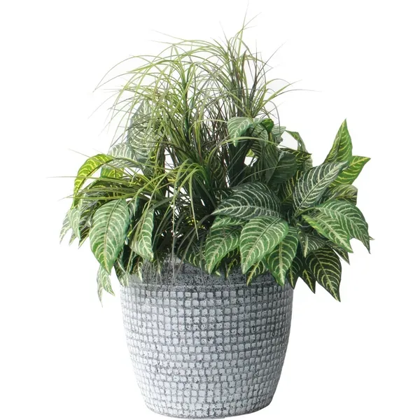 Algreen Acerra 16"x14" Mosaic Planter Concrete - Image 2