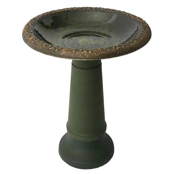 Algreen Acerra 20" Stone Composite Birdbath Green