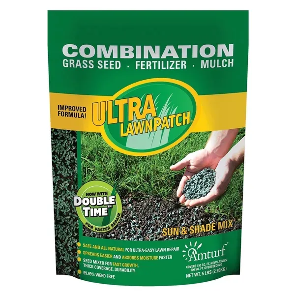 Amturf 5 lbs Ultra Lawn Patch Fertilizer Mulch Sun/ Shade - Image 2